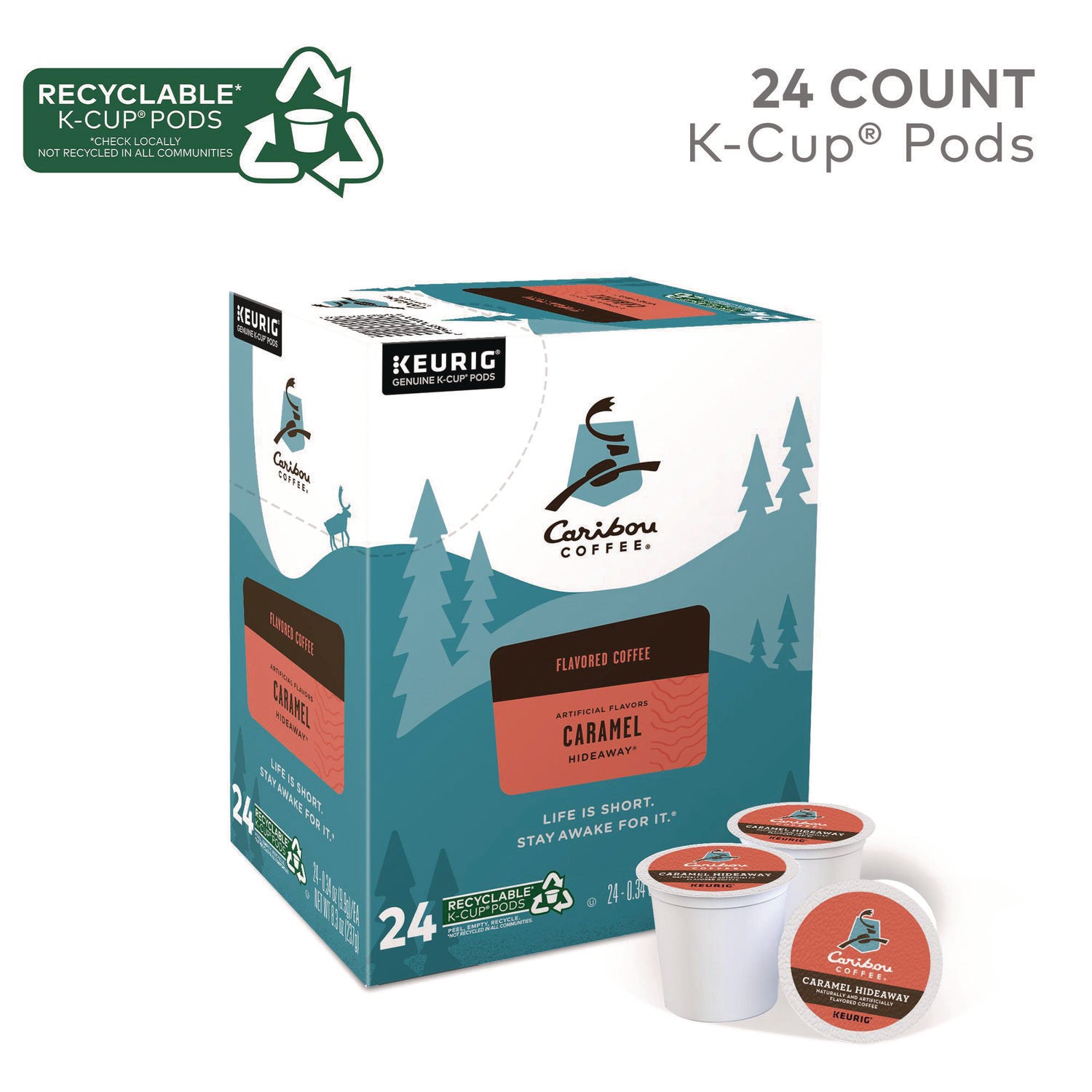 Caribou Coffee® Caramel Hideaway K-Cups, Mild Roast, 24/Box