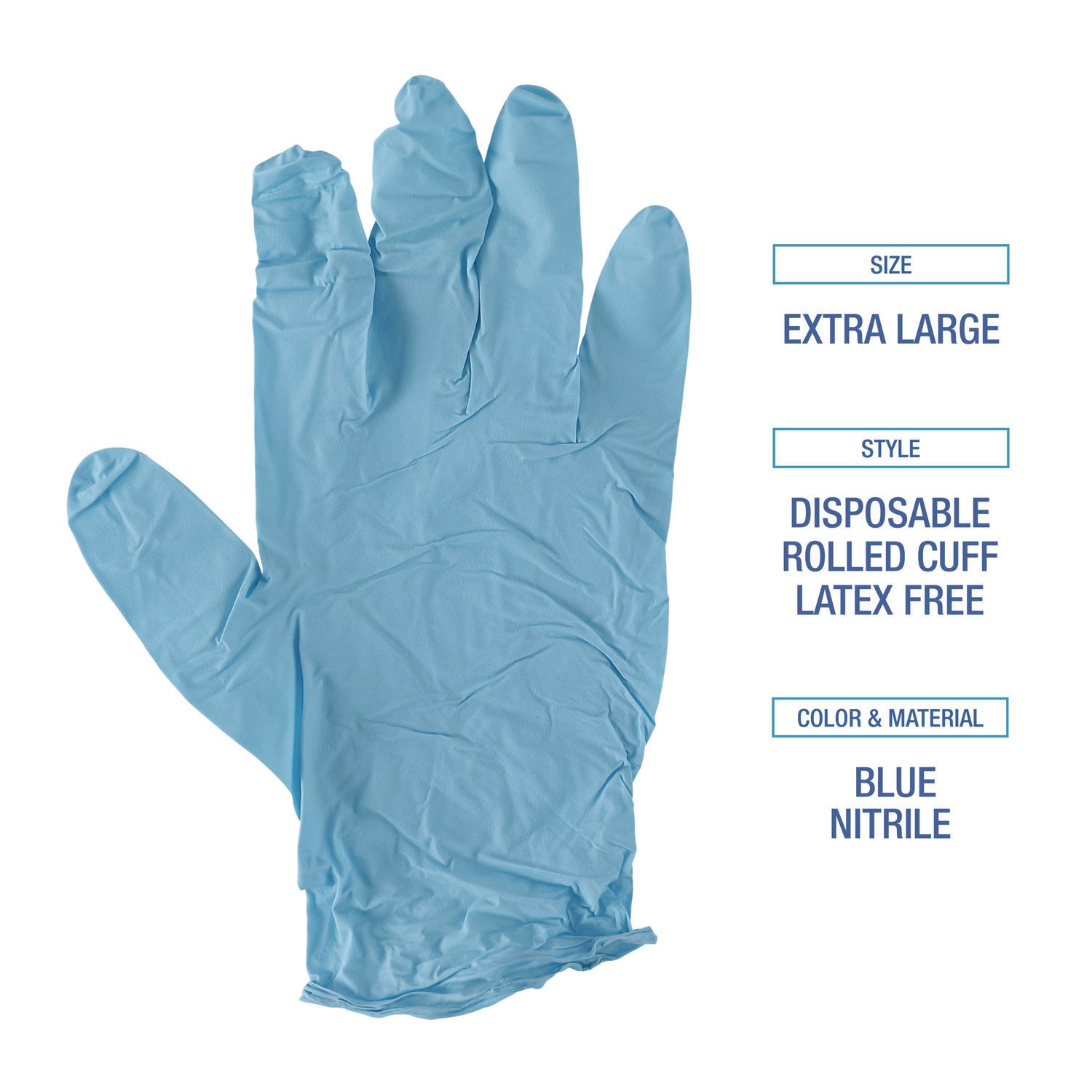 Boardwalk® Disposable Examination Nitrile Gloves, X-Large, Blue, 5 mil, 100/Box