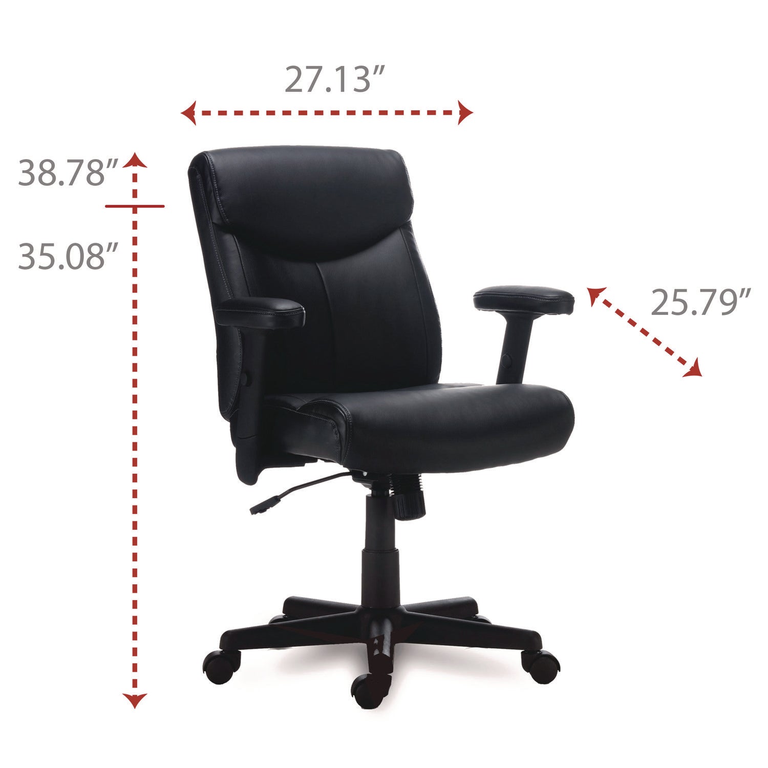 Alera® Alera Harthope Leather Task Chair, Supports Up to 275 lb, Black Seat/Back, Black Base