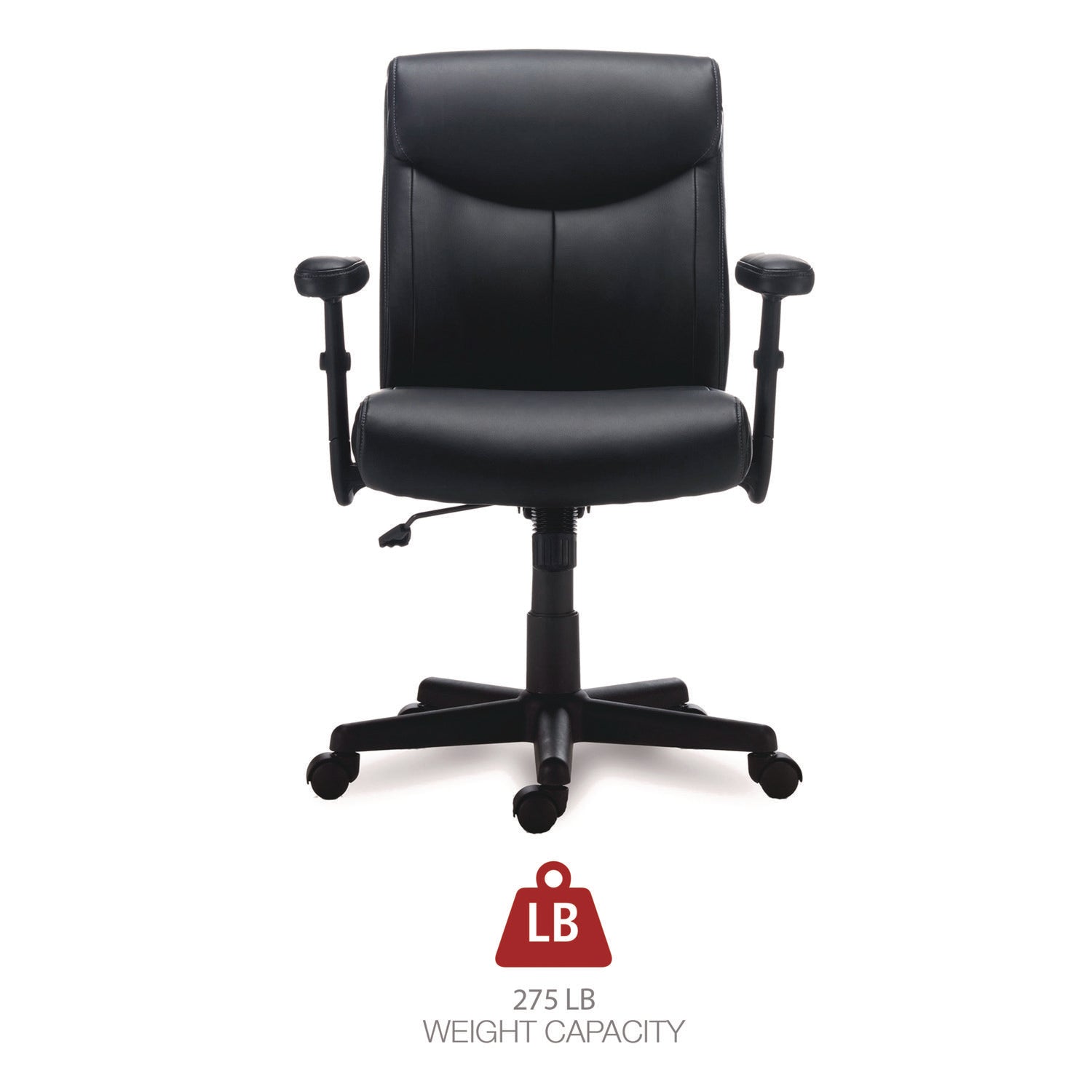 Alera® Alera Harthope Leather Task Chair, Supports Up to 275 lb, Black Seat/Back, Black Base