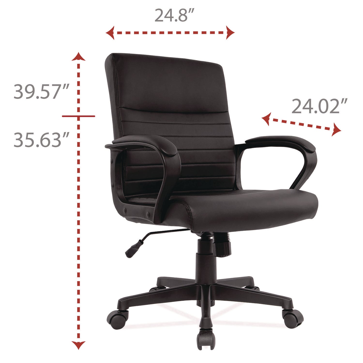 Alera® Alera Breich Series Manager Chair, Supports Up to 275 lbs, 16.73" to 20.39" Seat Height, Black Seat/Back, Black Base