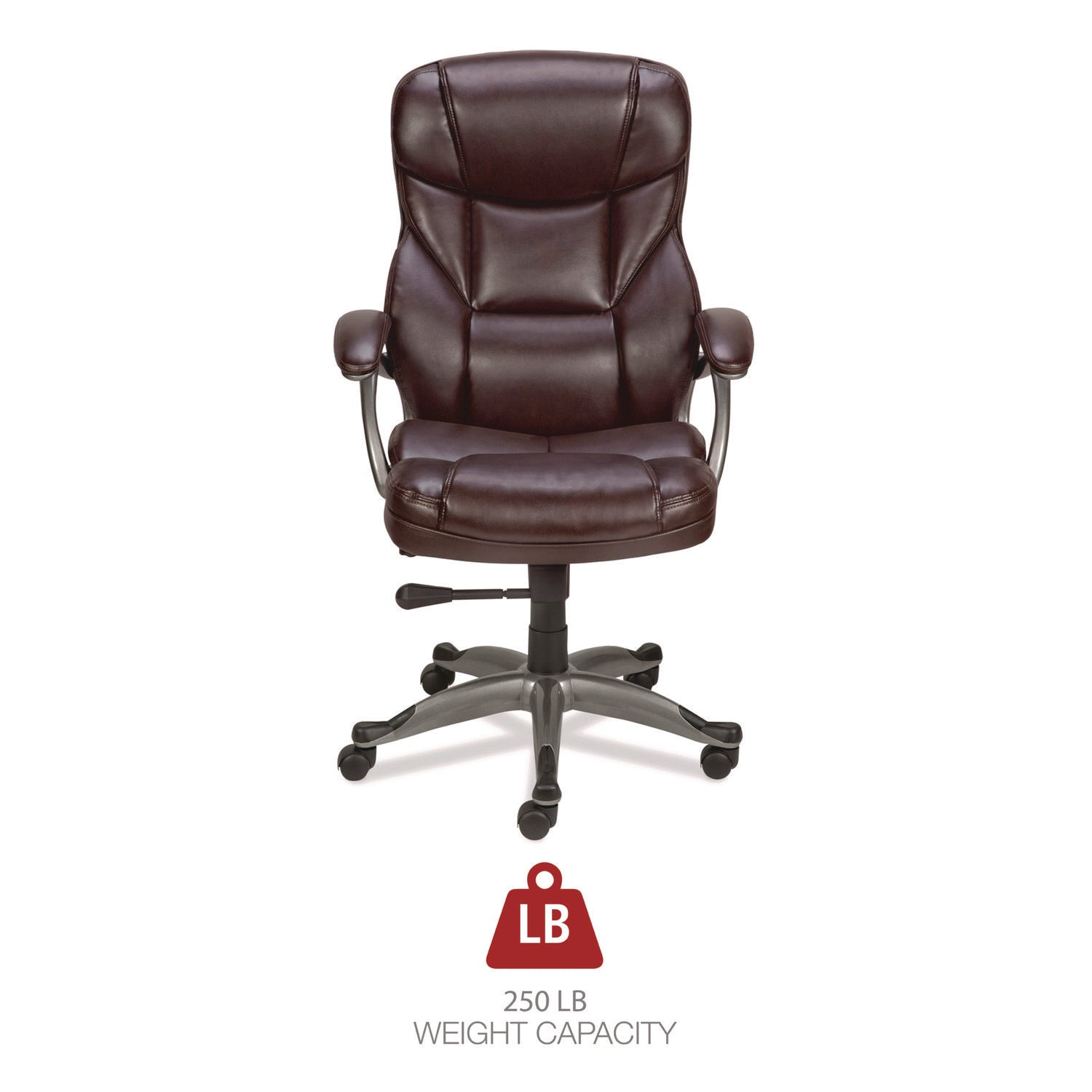 Alera® Alera Birns Series High-Back Task Chair, Supports Up to 250 lb, 18.11" to 22.05" Seat Height, Brown Seat/Back, Chrome Base