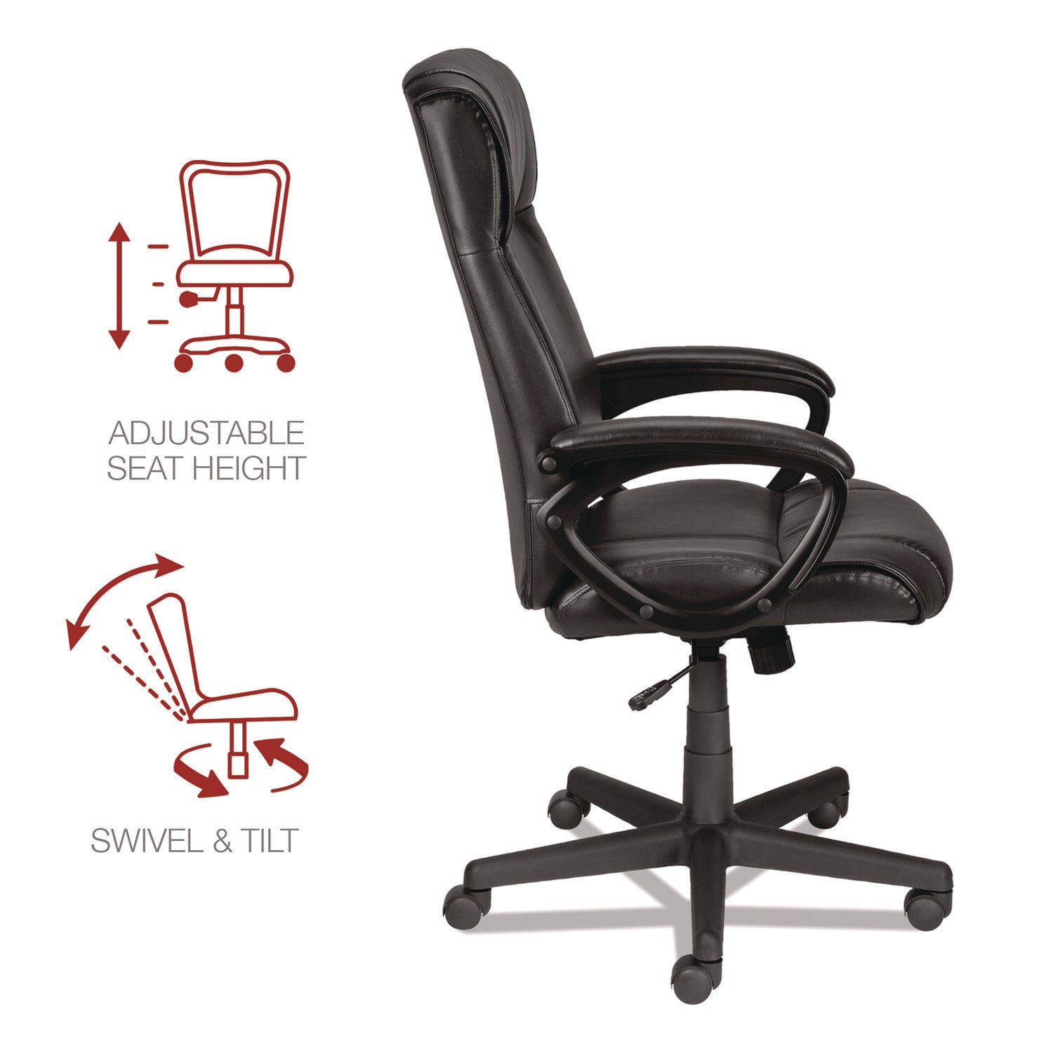 Alera® Alera Dalibor Series Manager Chair, Supports Up to 250 lb, 17.5" to 21.3" Seat  Height, Black Seat/Back, Black Base