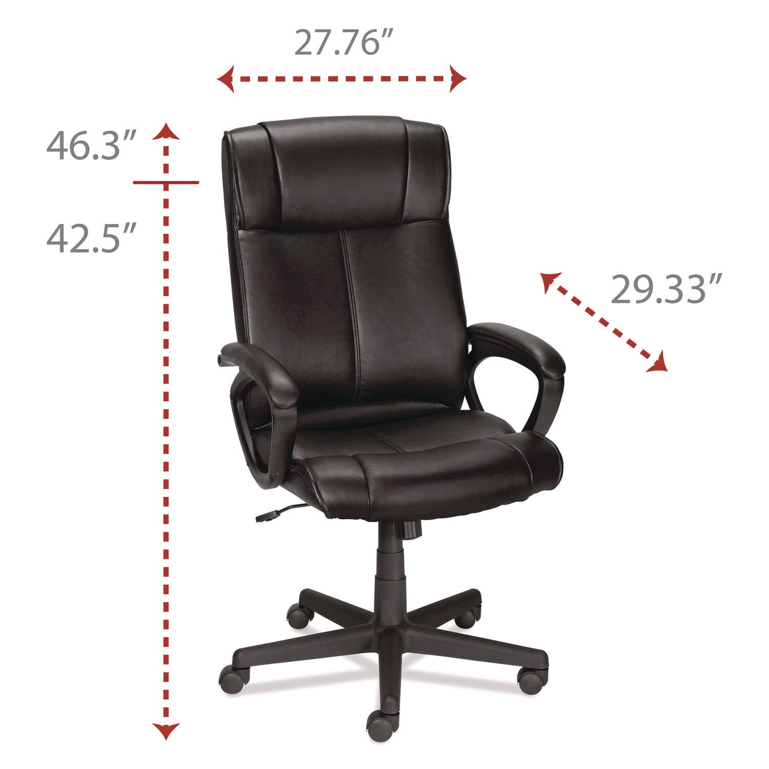 Alera® Alera Dalibor Series Manager Chair, Supports Up to 250 lb, 17.5" to 21.3" Seat  Height, Black Seat/Back, Black Base