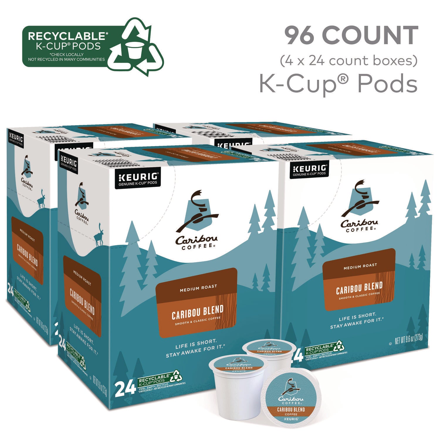 Caribou Coffee® Caribou Blend Coffee K-Cups, 96/Carton