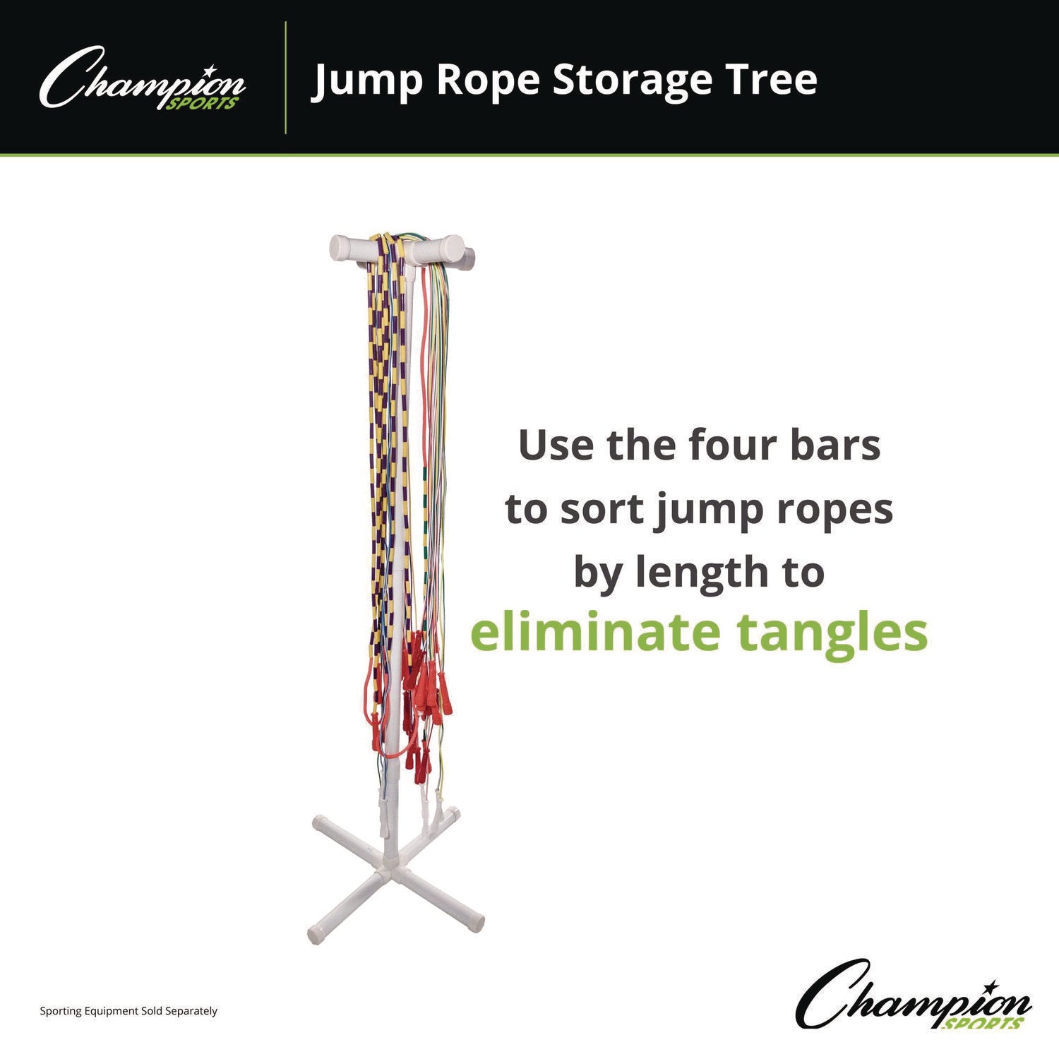 Jump Rope Storage Tree, 25.5" x 25.5" x 68.5", White Champion Sports Flipcost