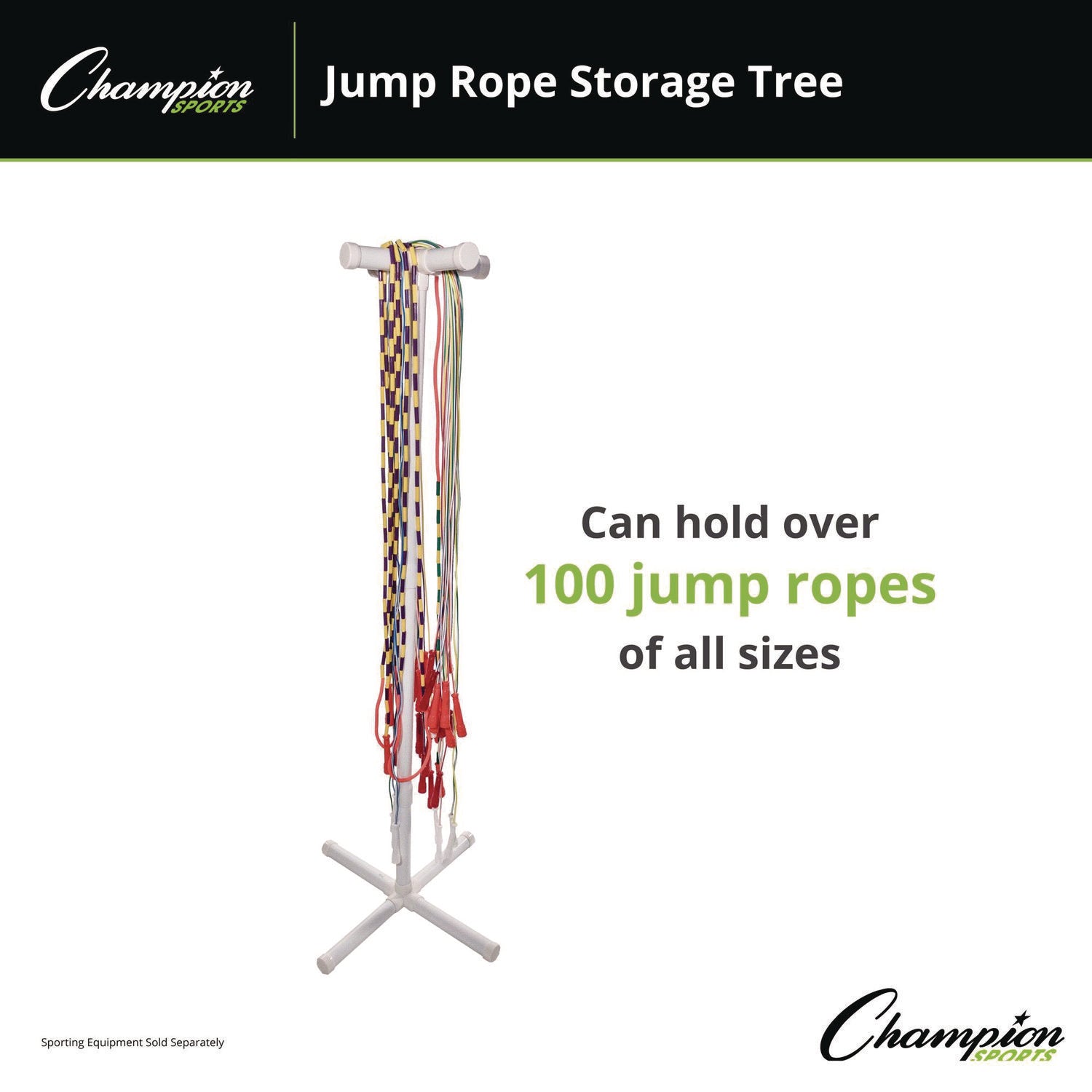 Jump Rope Storage Tree, 25.5" x 25.5" x 68.5", White Champion Sports Flipcost