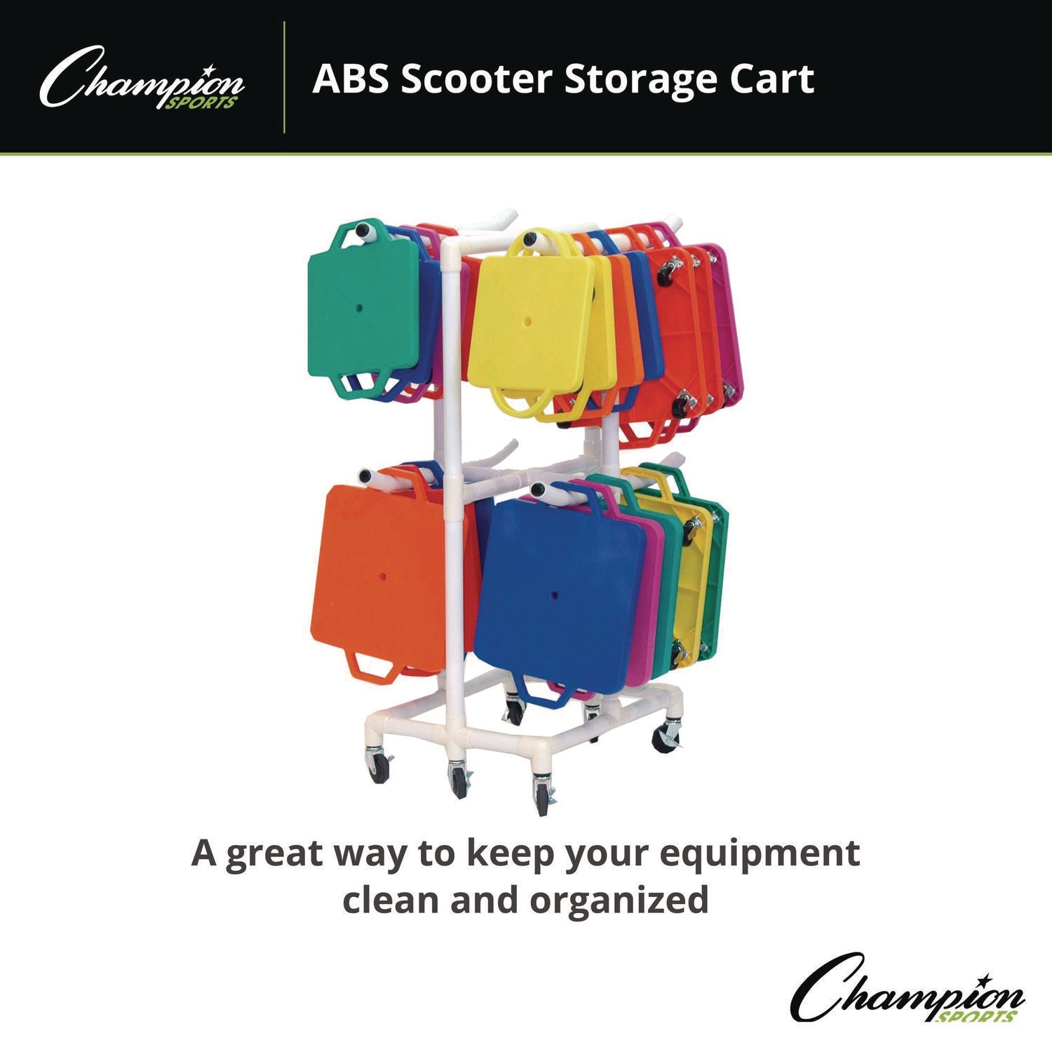 ABS Scooter Storage Cart, Plastic, 176 lb Capacity, 21 x 27 x 54, White Champion Sports Flipcost