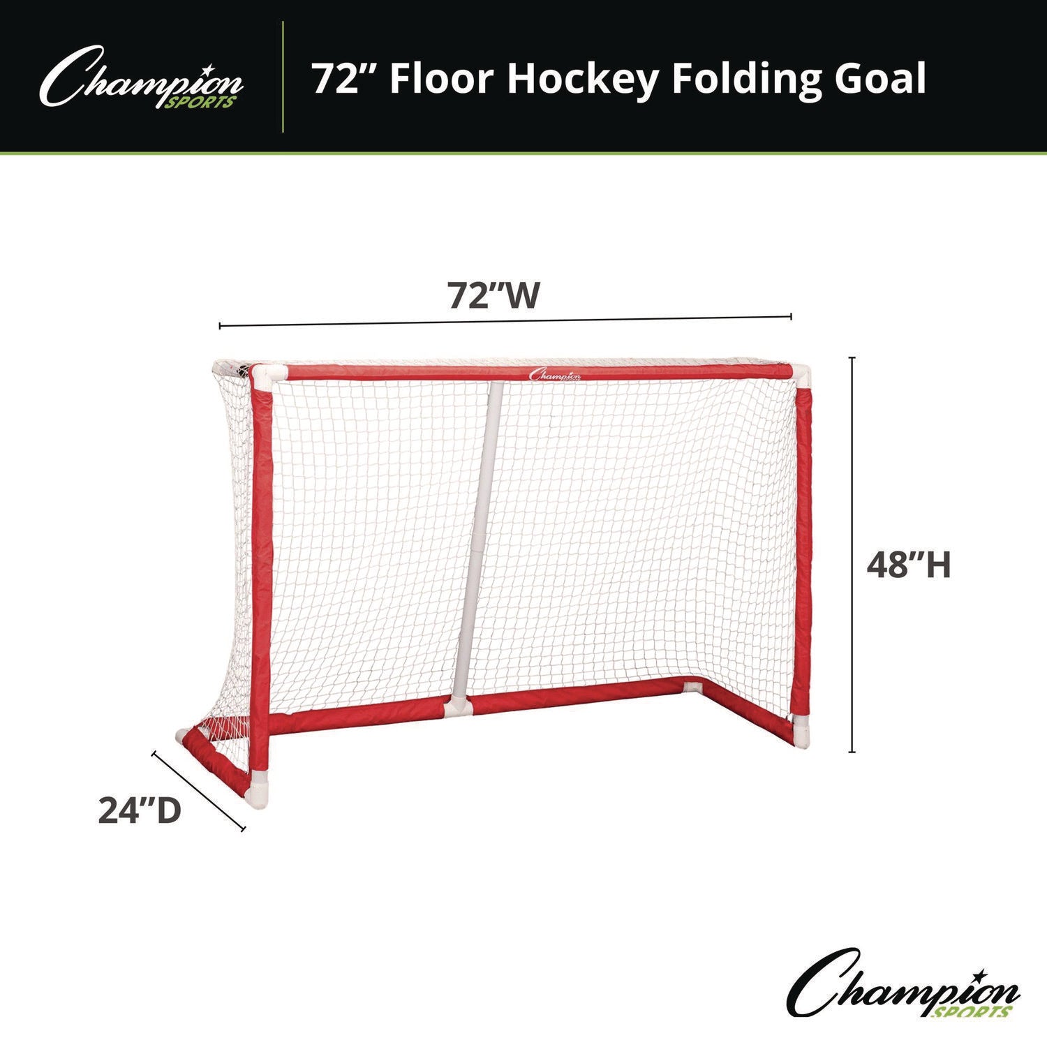 72 Inch Floor Hockey Collapsible Goal, 24" x 72", 1.65" dia Frame Champion Sports Flipcost