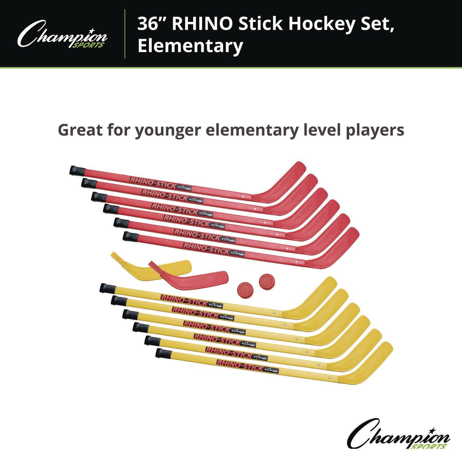 Indoor ABS Kids Hockey Set, 2 Pucks, 12 Sticks Champion Sports Flipcost