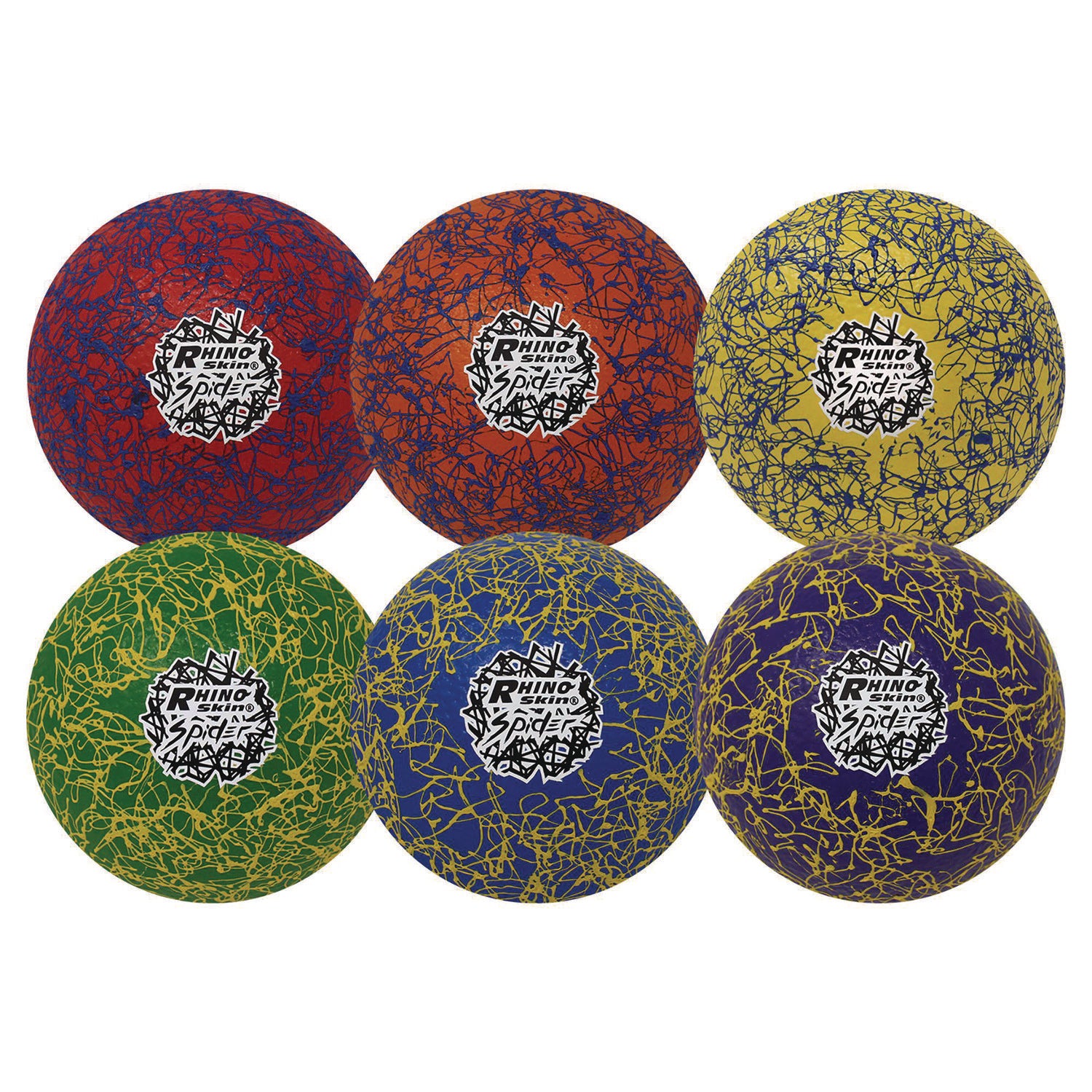 Rhino Skin Spider Dodgeball Set, 6.3" Diameter, Assorted Colors, 6/Set