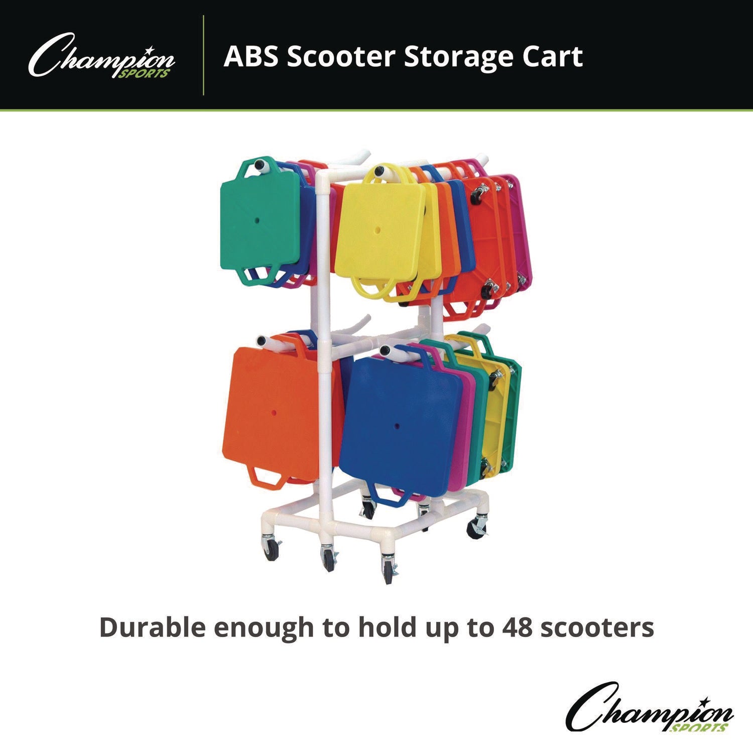 ABS Scooter Storage Cart, Plastic, 176 lb Capacity, 21 x 27 x 54, White Champion Sports Flipcost