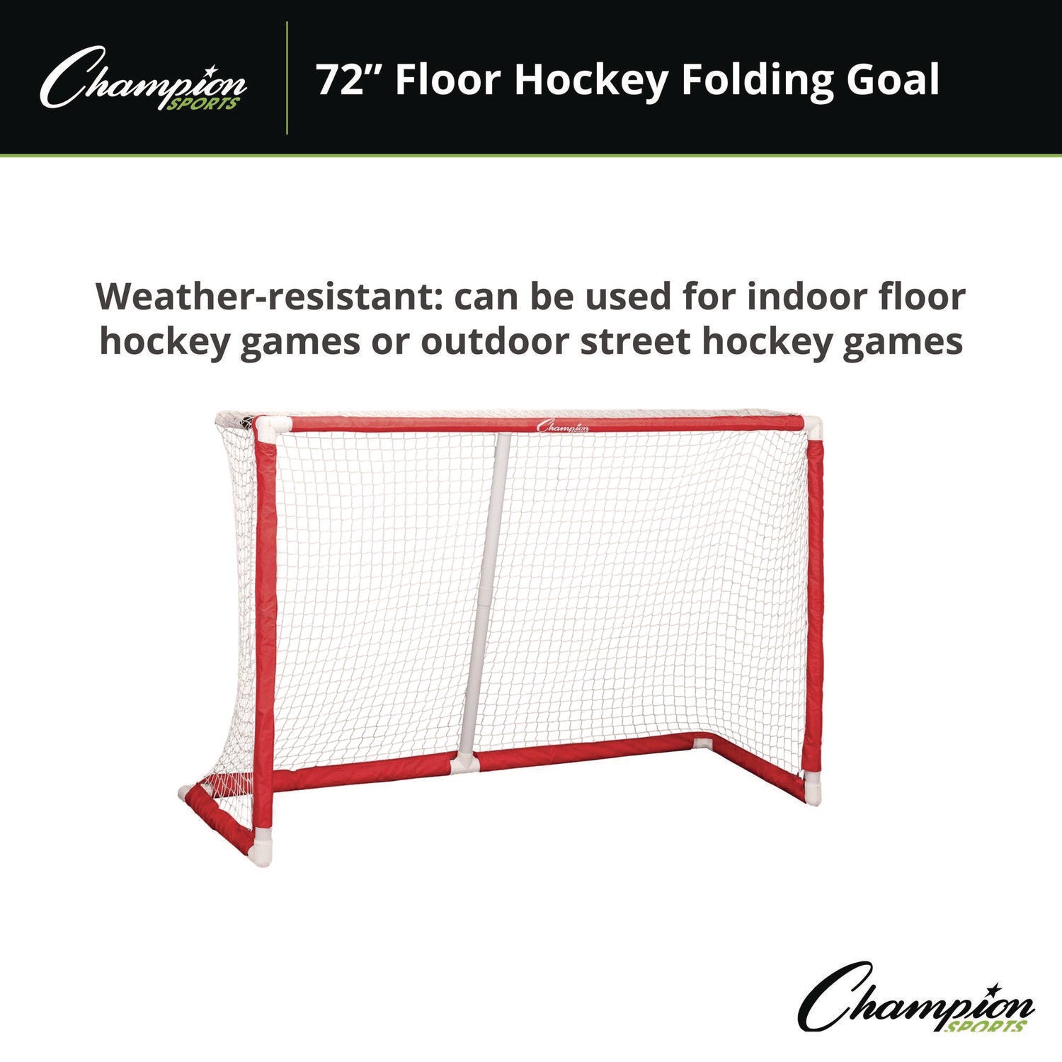 72 Inch Floor Hockey Collapsible Goal, 24" x 72", 1.65" dia Frame Champion Sports Flipcost