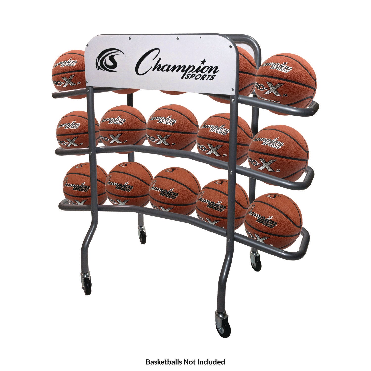 3-Tier Pro Basketball Rack, Metal, 220 lb Capacity, 8 x 60 x 48, Silver Champion Sports Flipcost