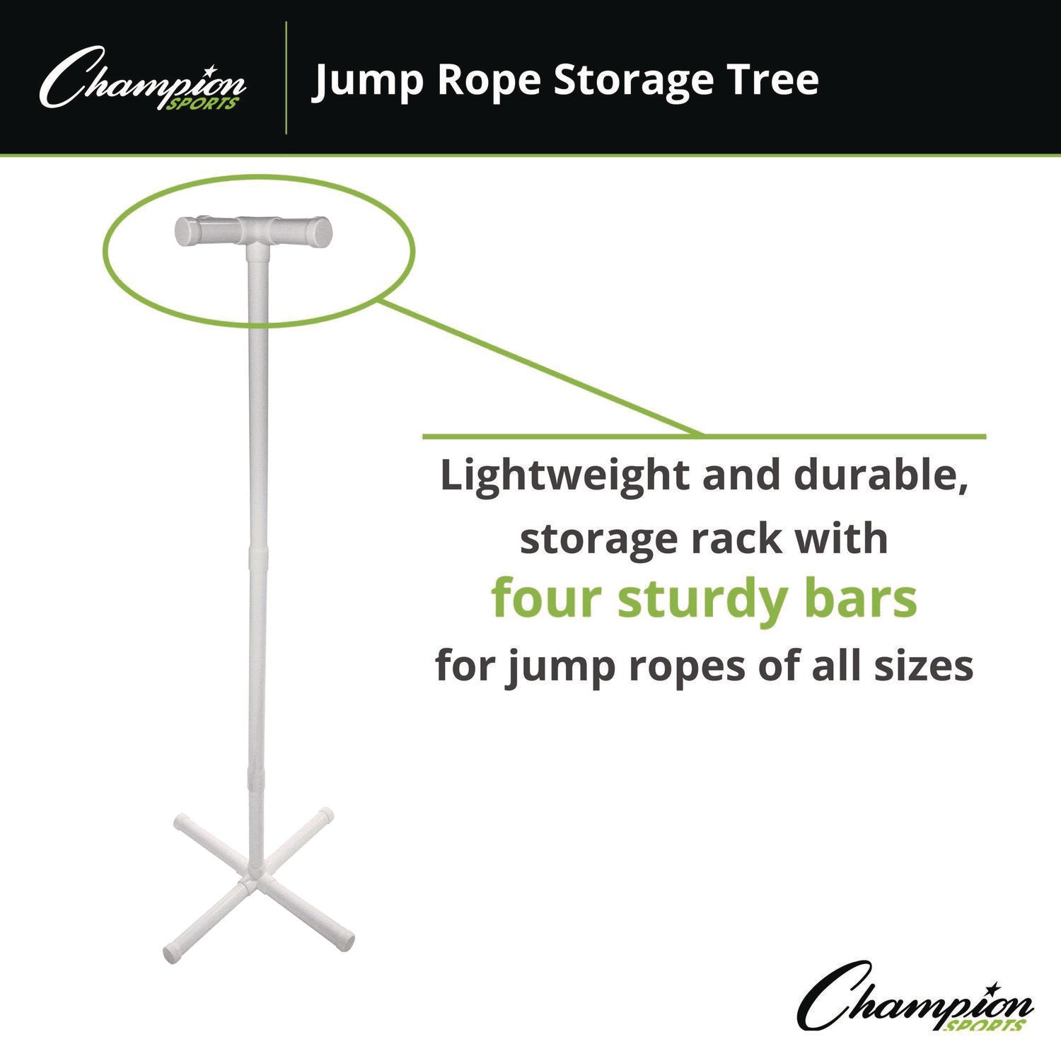 Jump Rope Storage Tree, 25.5" x 25.5" x 68.5", White Champion Sports Flipcost