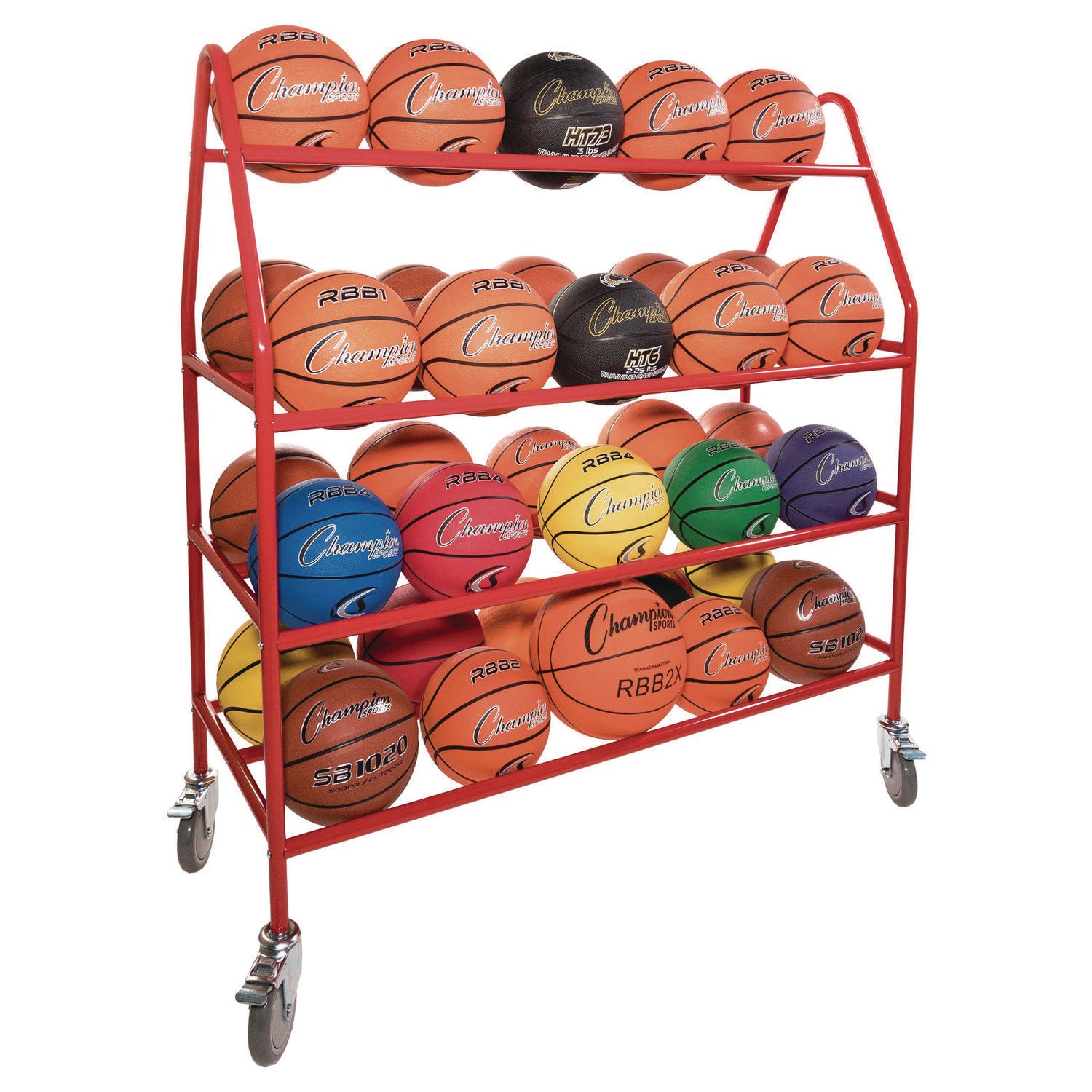 Deluxe Pro Ball Cart, Metal, 176 lb Capacity, 18.5 x 51 x 54, Red Champion Sports Flipcost