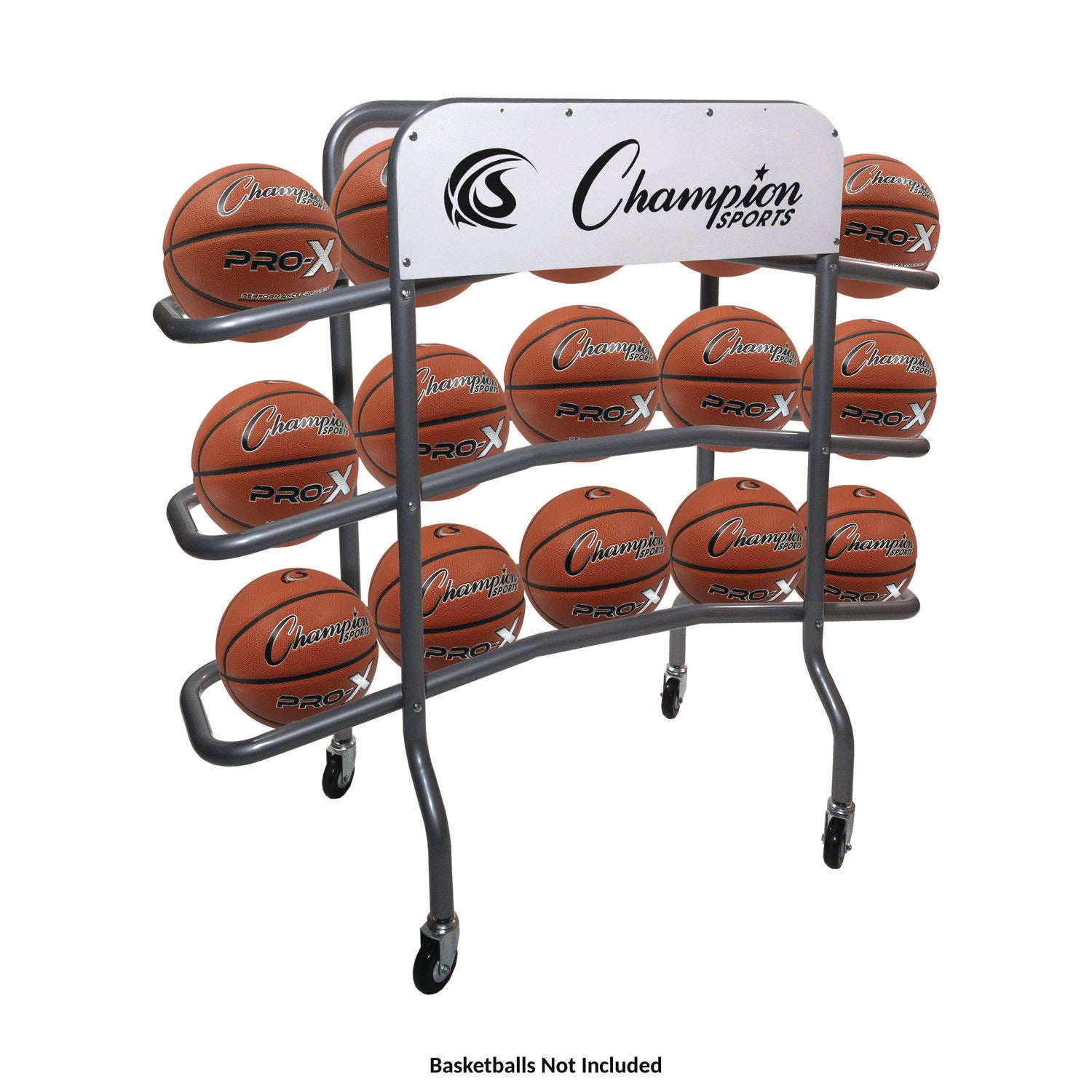 3-Tier Pro Basketball Rack, Metal, 220 lb Capacity, 8 x 60 x 48, Silver Champion Sports Flipcost