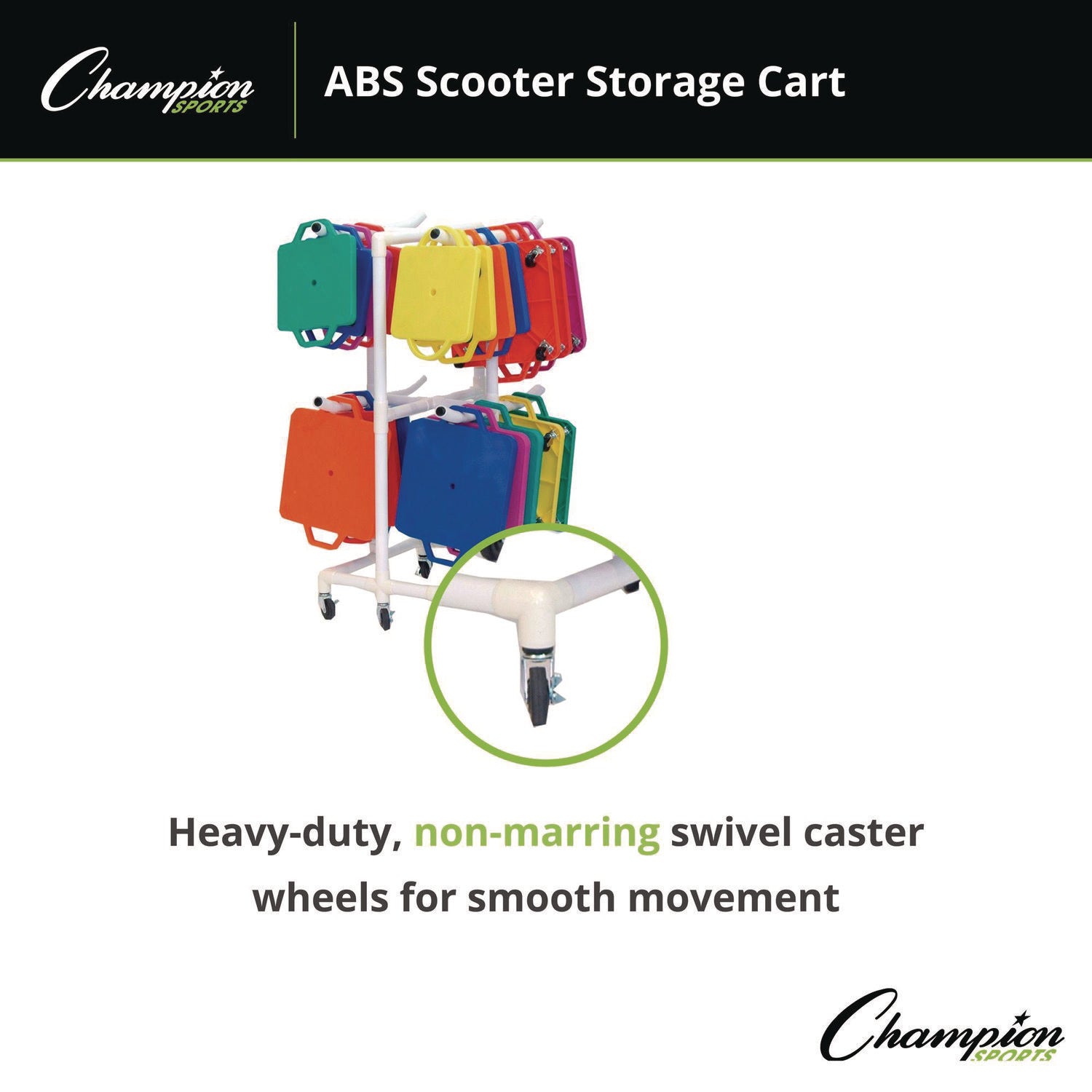 ABS Scooter Storage Cart, Plastic, 176 lb Capacity, 21 x 27 x 54, White Champion Sports Flipcost