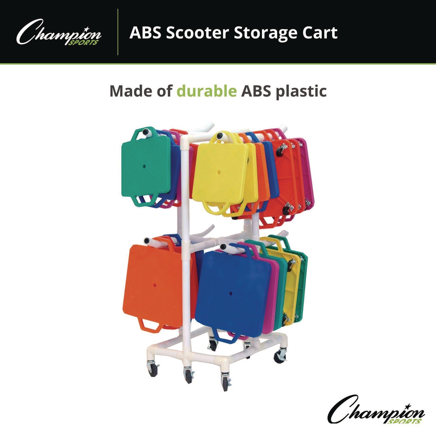 ABS Scooter Storage Cart, Plastic, 176 lb Capacity, 21 x 27 x 54, White Champion Sports Flipcost