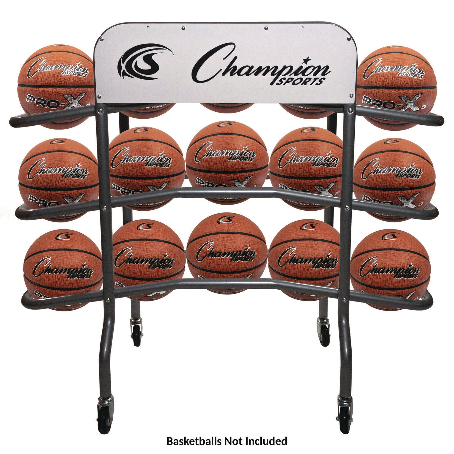 3-Tier Pro Basketball Rack, Metal, 220 lb Capacity, 8 x 60 x 48, Silver Champion Sports Flipcost