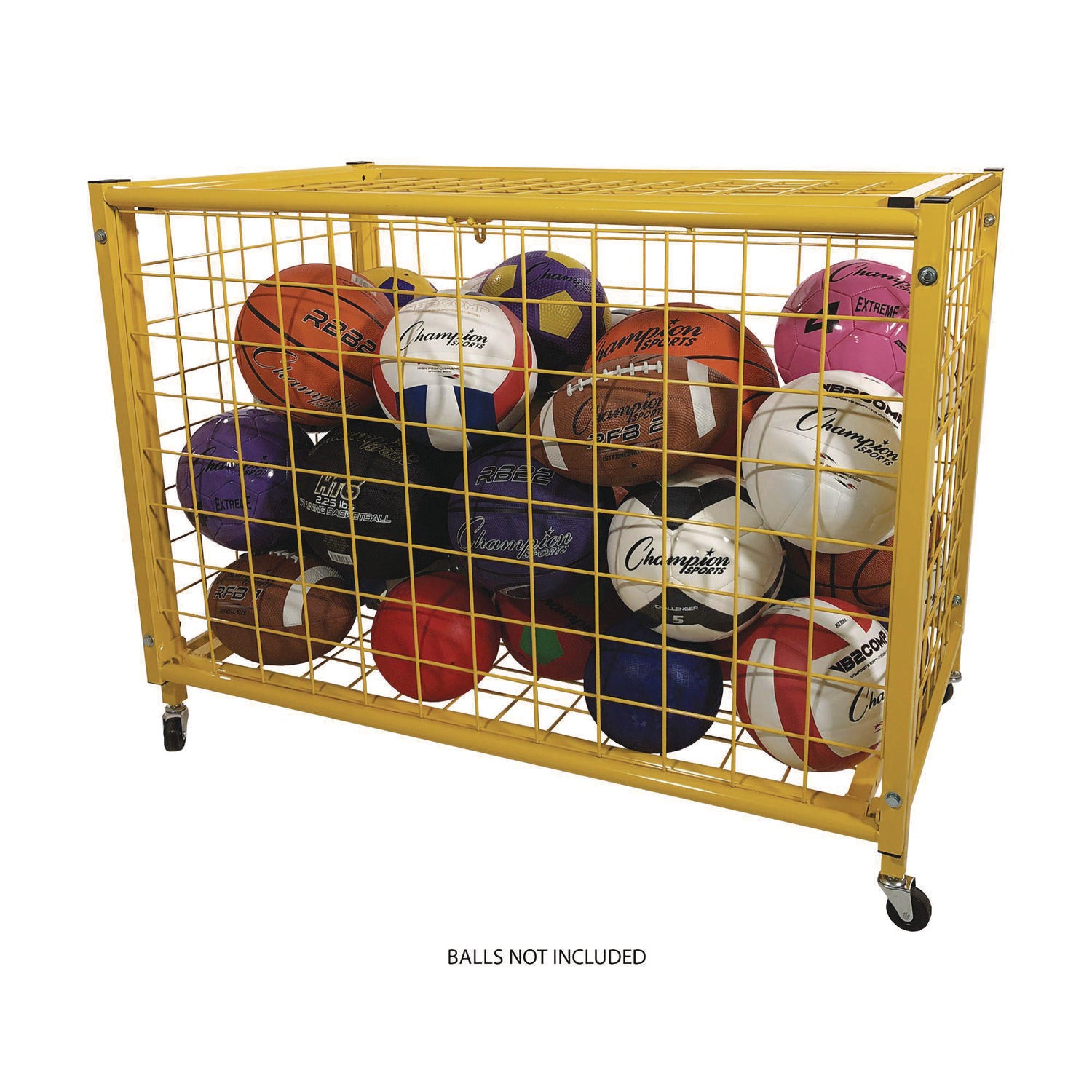 Full Size Lockable Ball Locker, Metal, 132 lb Capacity, 24 x 42 x 29.75, Yellow Champion Sports Flipcost