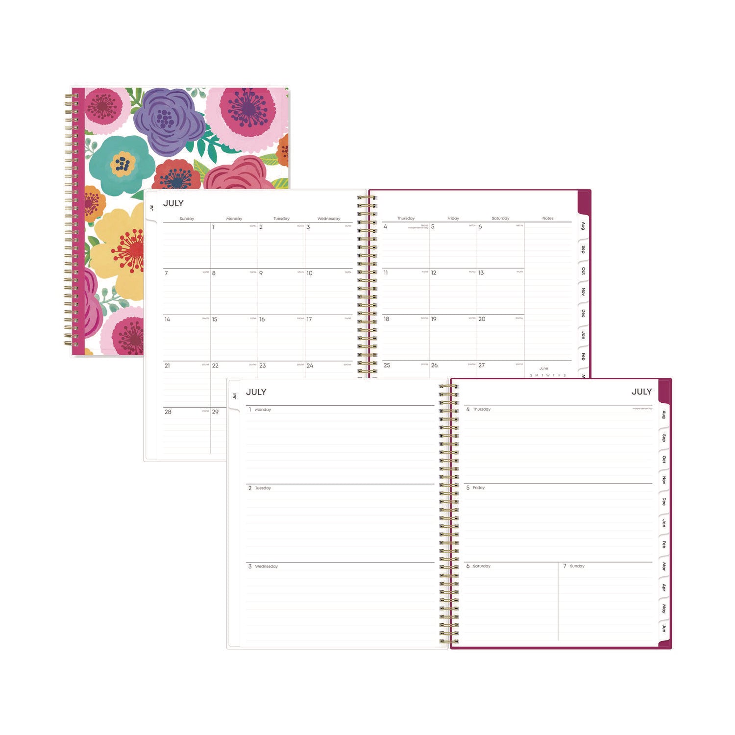 Mahalo Academic Year Create-Your-Own Cover Weekly/Monthly Planner, Floral Artwork, 11 x 8.5, 12-Month (July-June): 2024-2025