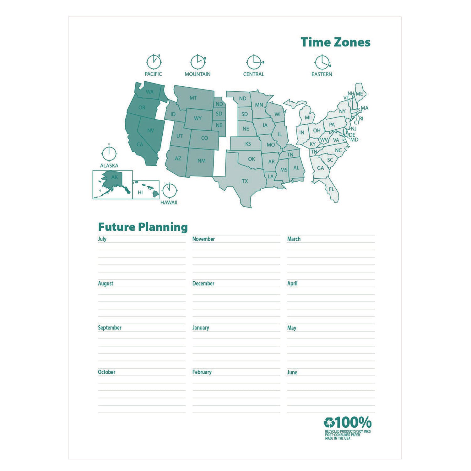 100% Recycled MonoBright Monthly/Weekly Planner, 11 x 8.5, Green/Gold Cover, 12-Month (July to June): 2024 to 2025 House of Doolittle™ Flipcost