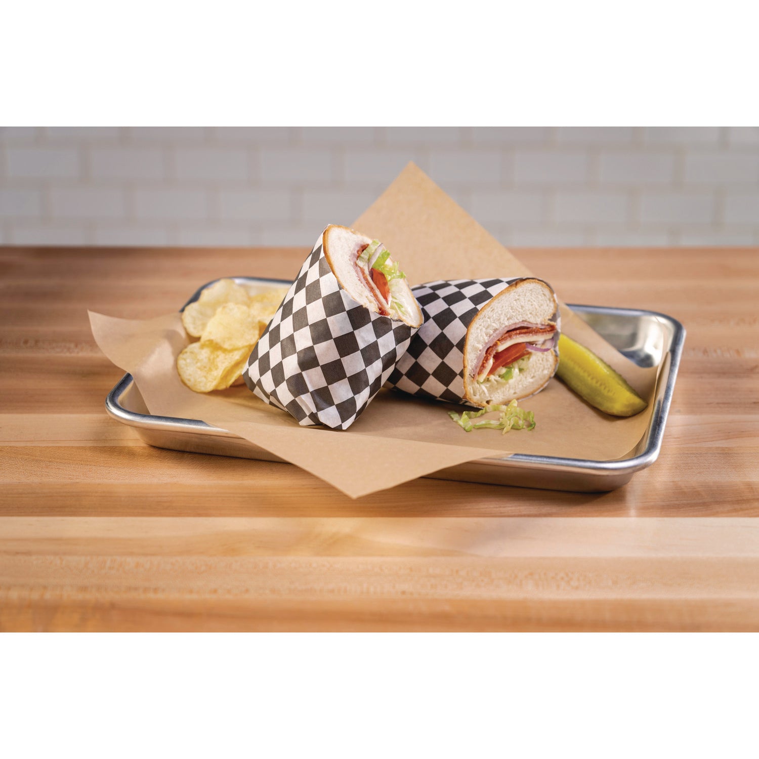 Grease-Resistant Food Wrap, 12" x 12", Black Check, 5,000/Carton Paterson Flipcost