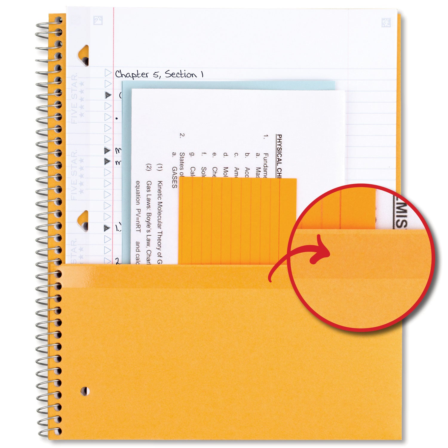 Wirebound Notebook, 3-Subject, Medium/College Rule, Assorted Cover Colors, (150) 11 x 9.13 Sheets, 6/Pack Five Star® Flipcost