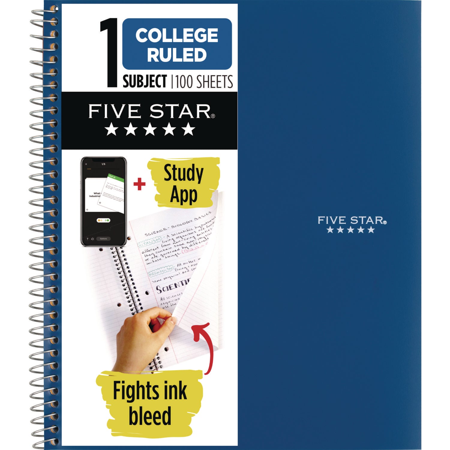 Wirebound Notebook, 1 Subject, Medium/College Rule, Blue Cover, (100) 11 x 9.13 Sheets