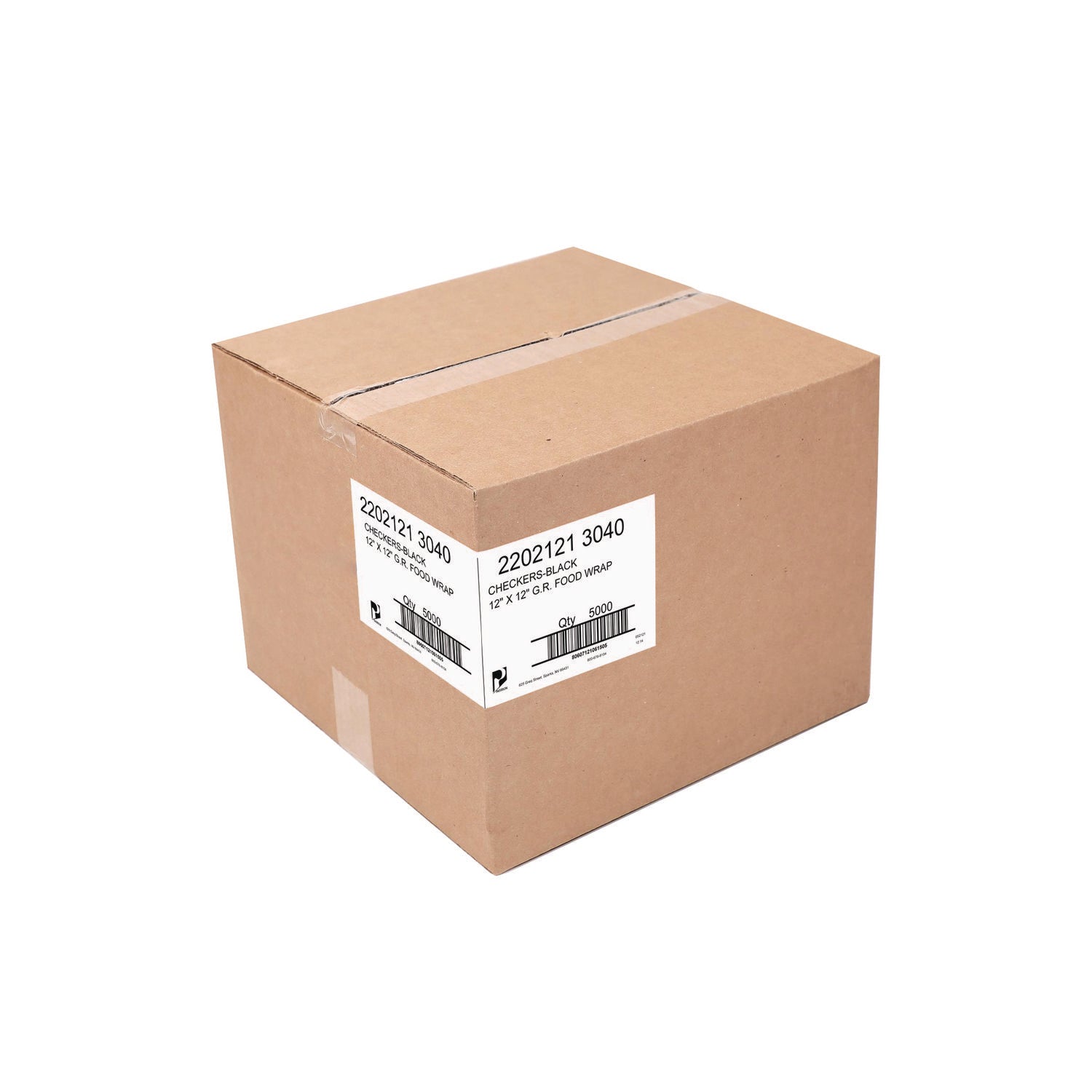 Grease-Resistant Food Wrap, 12" x 12", Black Check, 5,000/Carton Paterson Flipcost