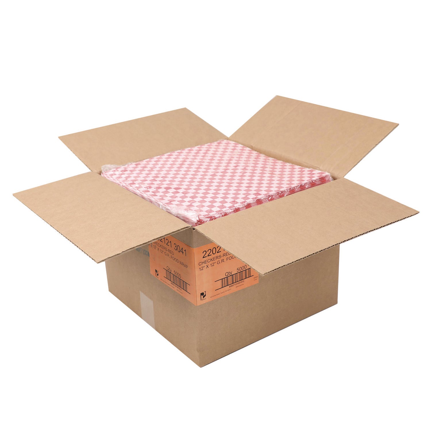 Grease-Resistant Food Wrap, 12" x 12", Red Check, 5,000/Carton Paterson Flipcost