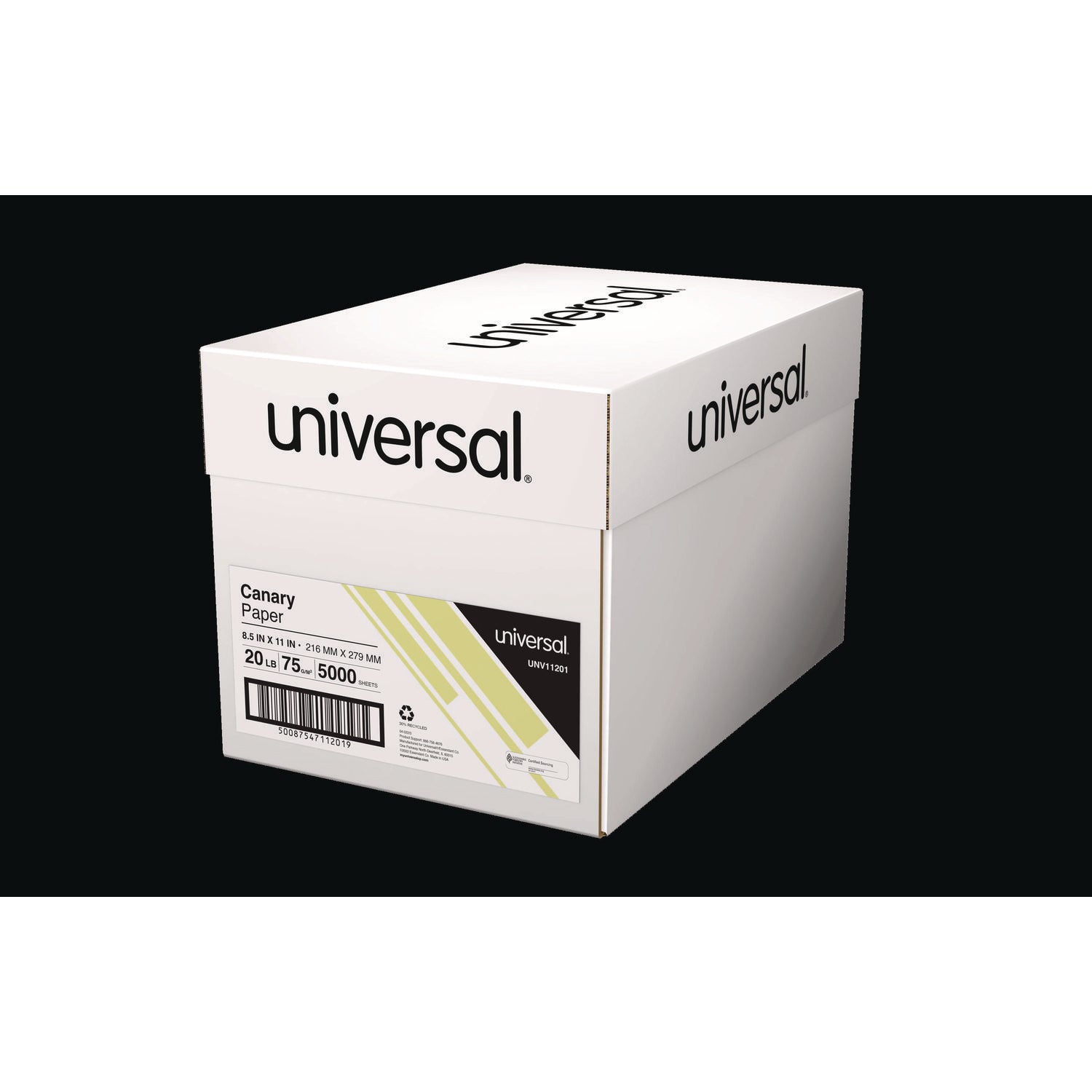 Universal® Deluxe Colored Paper, 20 lb Bond Weight, 8.5 x 11, Canary, 500/Ream