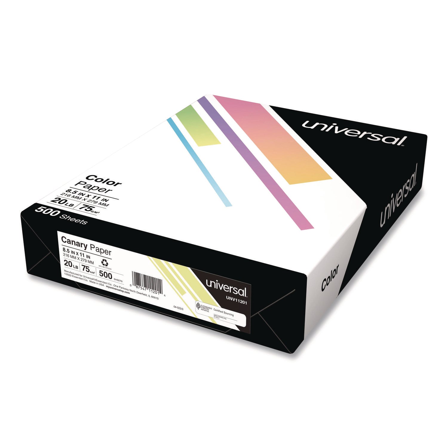 Universal® Deluxe Colored Paper, 20 lb Bond Weight, 8.5 x 11, Canary, 500/Ream