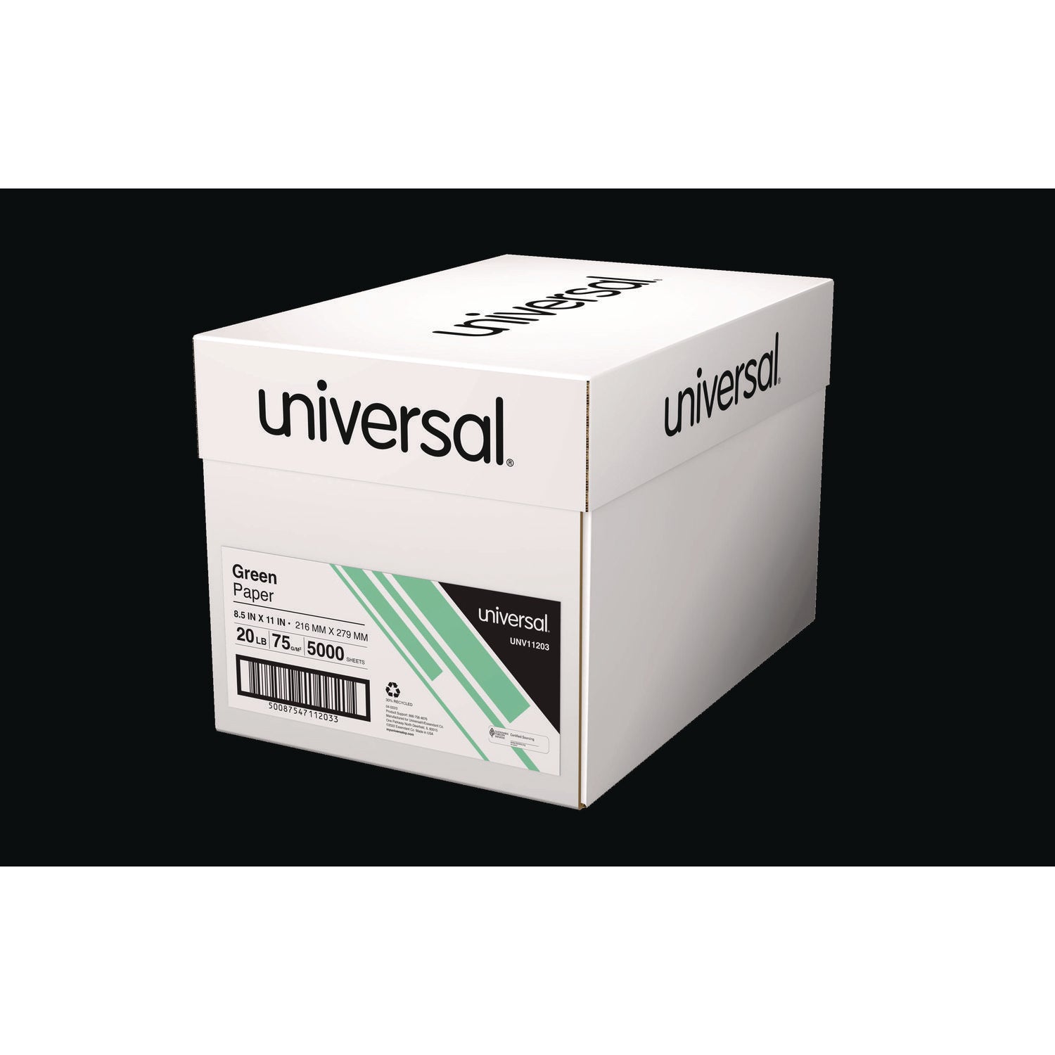 Universal® Deluxe Colored Paper, 20 lb Bond Weight, 8.5 x 11, Green, 500/Ream