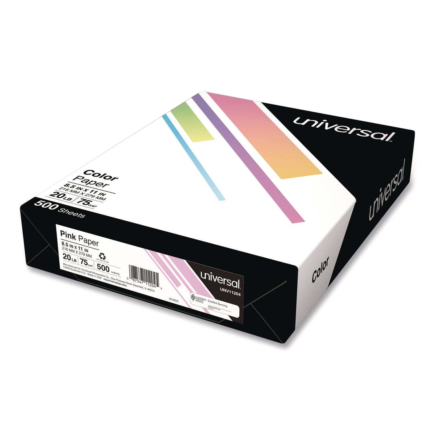 Universal® Deluxe Colored Paper, 20 lb Bond Weight, 8.5 x 11, Pink, 500/Ream