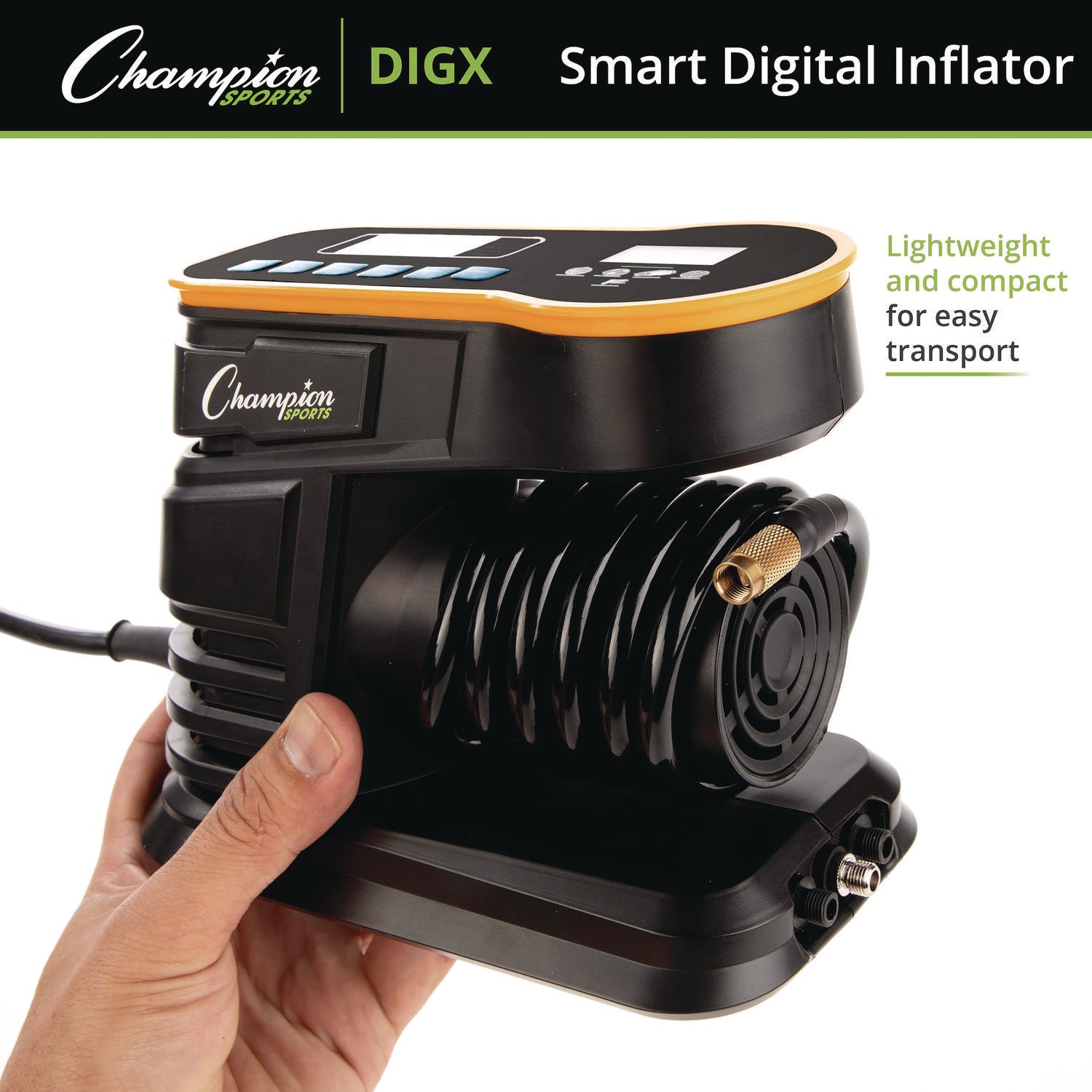 Champion Sports Digital Electronic Inflator, 0.78 cu ft/min, 30 psi, 70" Cord Champion Sports Flipcost