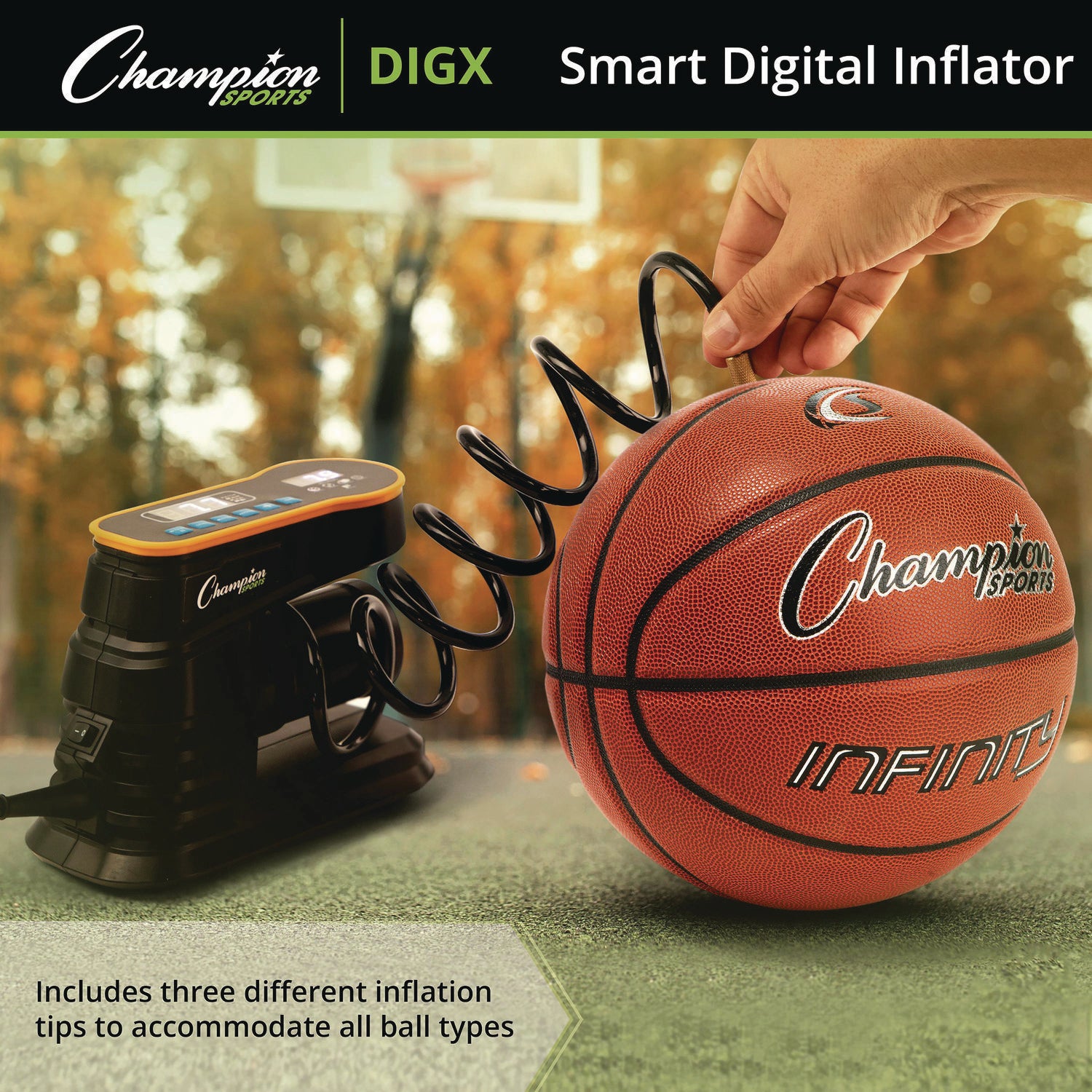 Champion Sports Digital Electronic Inflator, 0.78 cu ft/min, 30 psi, 70" Cord Champion Sports Flipcost