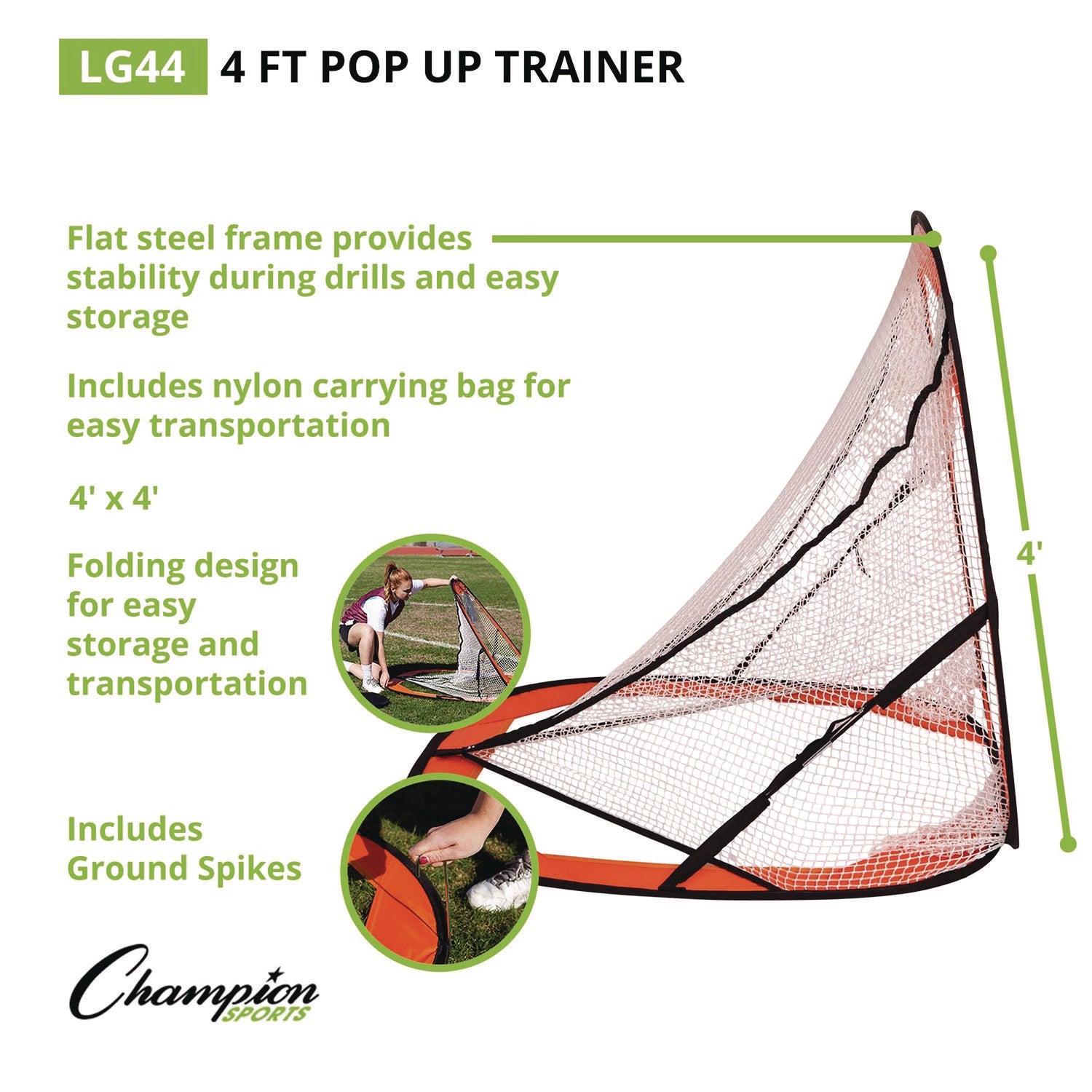 Lacrosse Pop Up Target Trainer, 4 ft x 4 ft Champion Sports Flipcost