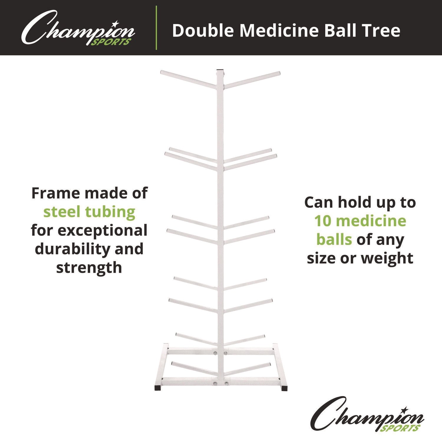 Double Medicine Ball Tree, 12" x 23" x 51", White Champion Sports Flipcost