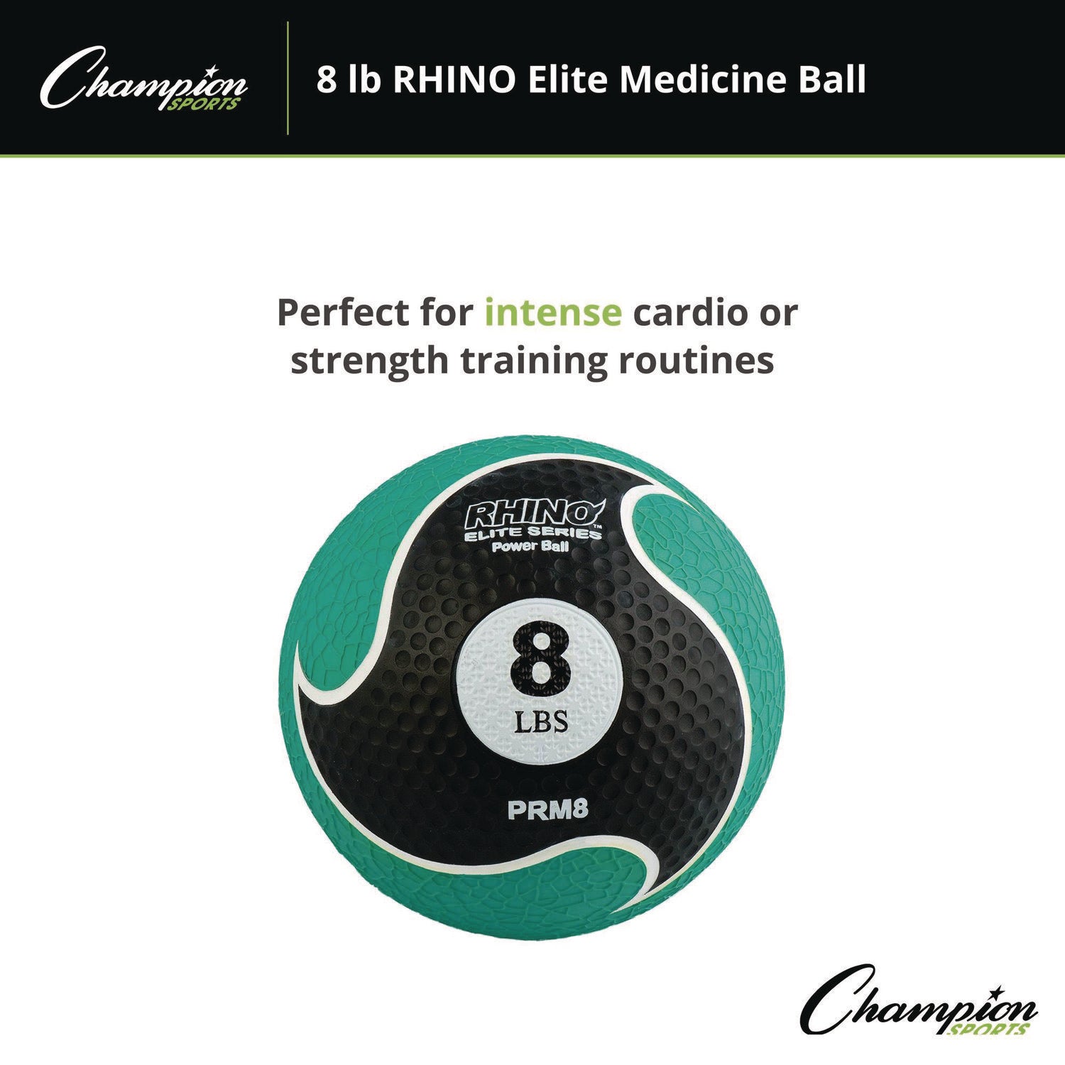 Rhino Elite Medicine Ball, 8 lb, Green Champion Sports Flipcost