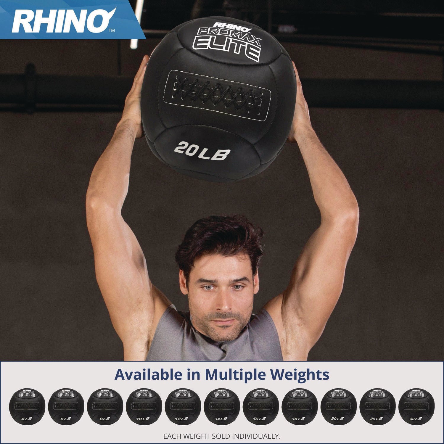 Rhino Promax Elite Medicine Ball, 18 lb, Black Champion Sports Flipcost