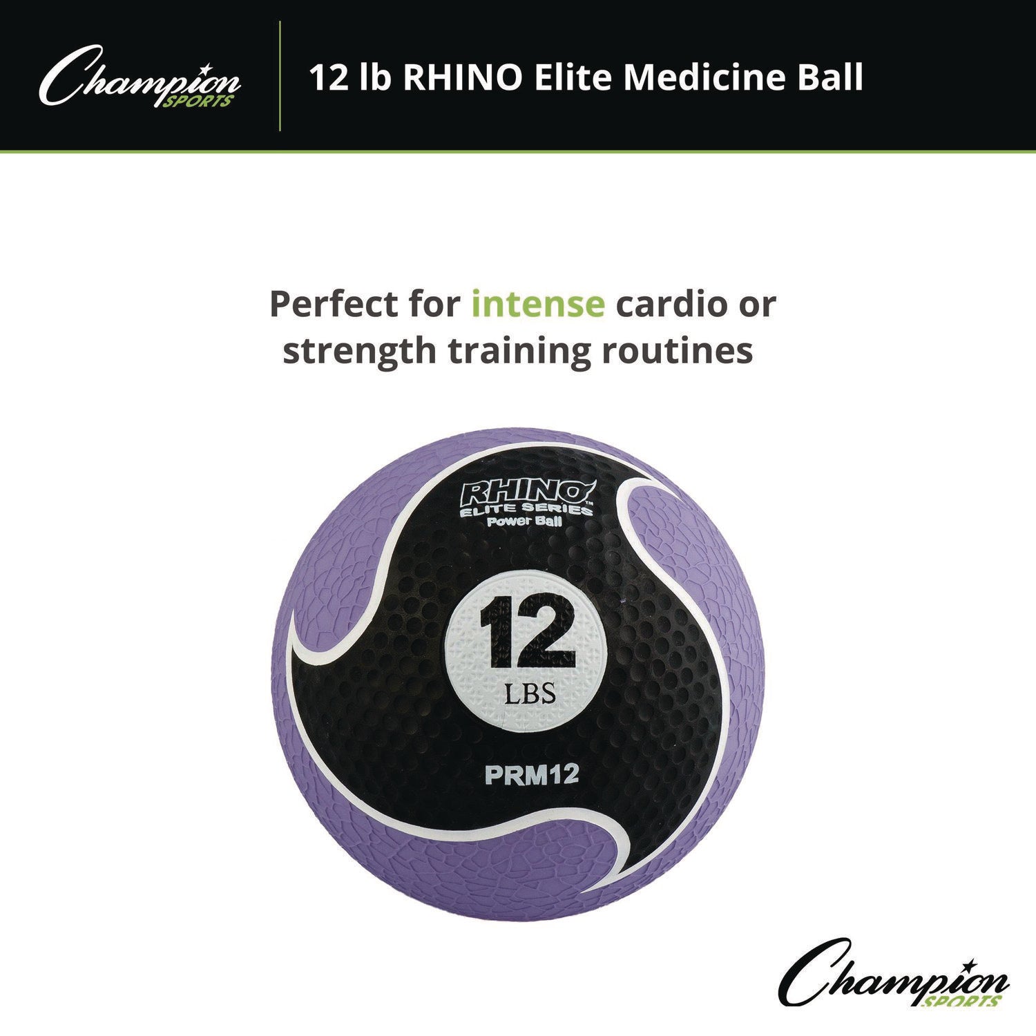 Rhino Elite Medicine Ball, 12 lb, Purple Champion Sports Flipcost