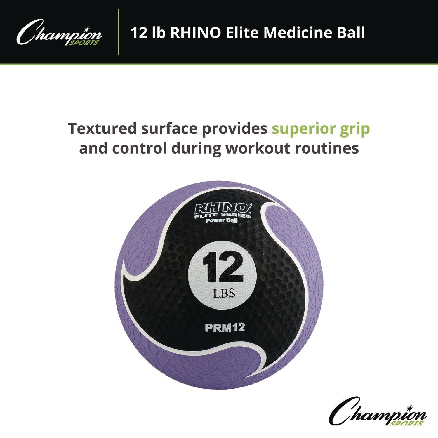 Rhino Elite Medicine Ball, 12 lb, Purple Champion Sports Flipcost