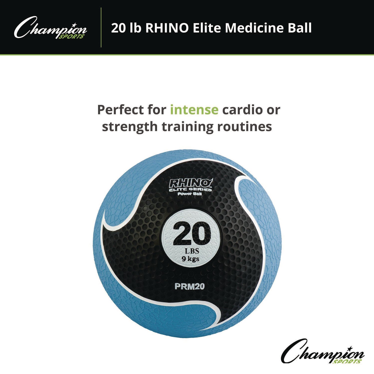 Rhino Elite Medicine Ball, 20 lb, Blue Champion Sports Flipcost