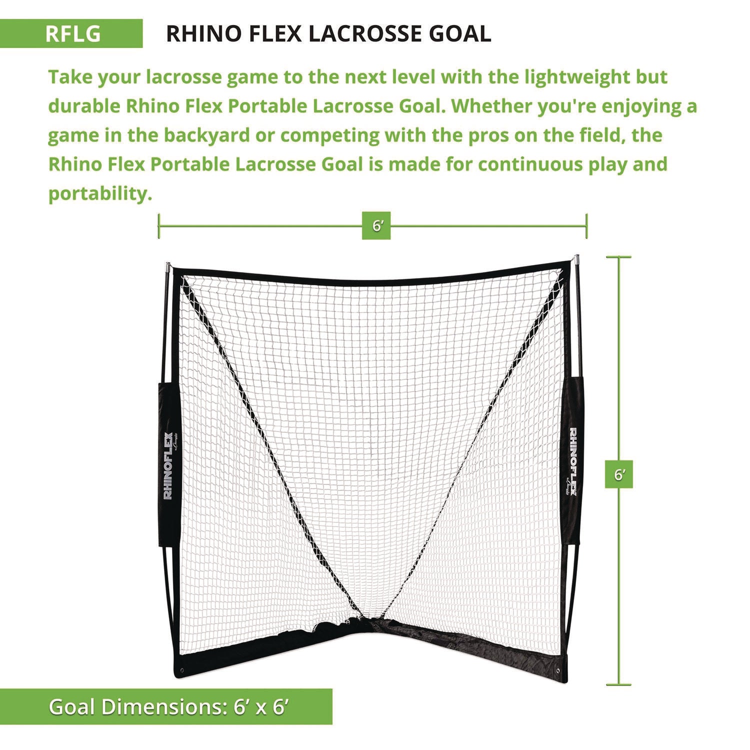 Rhino Flex Lacrosse Goal, 6 ft x 6 ft, 1" dia Frame Champion Sports Flipcost