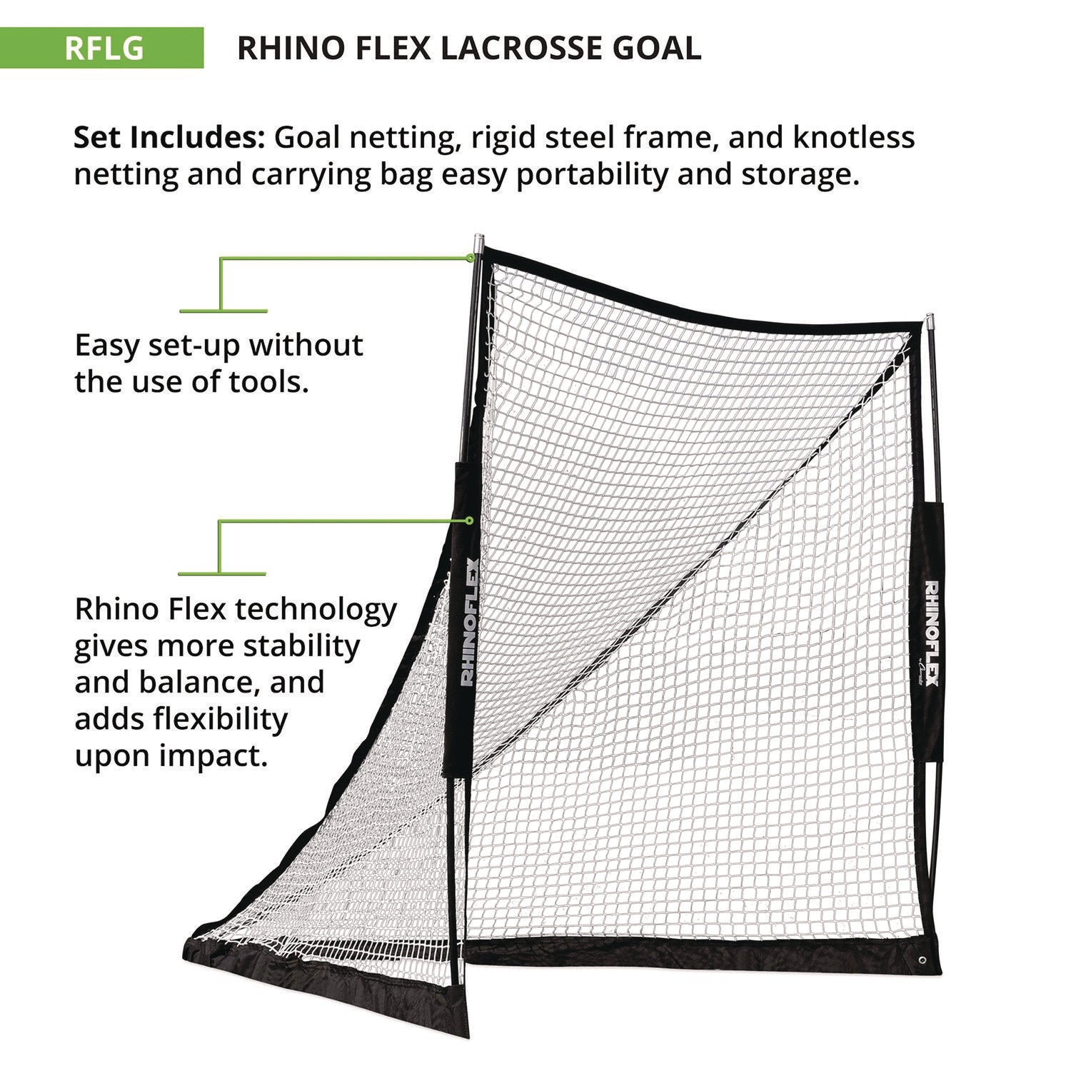 Rhino Flex Lacrosse Goal, 6 ft x 6 ft, 1" dia Frame Champion Sports Flipcost