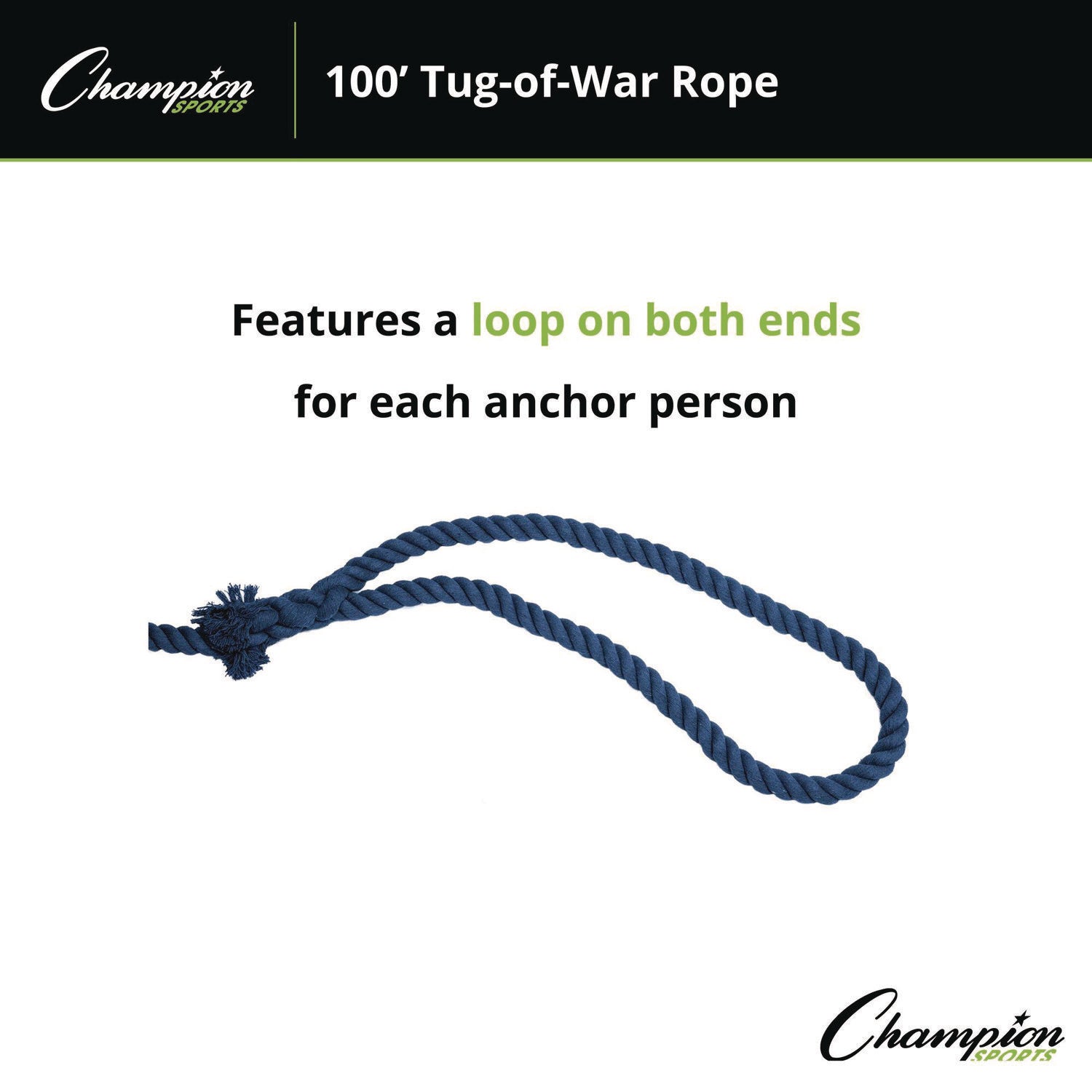 Tug-of-War Rope, 100 ft, 1" dia Champion Sports Flipcost