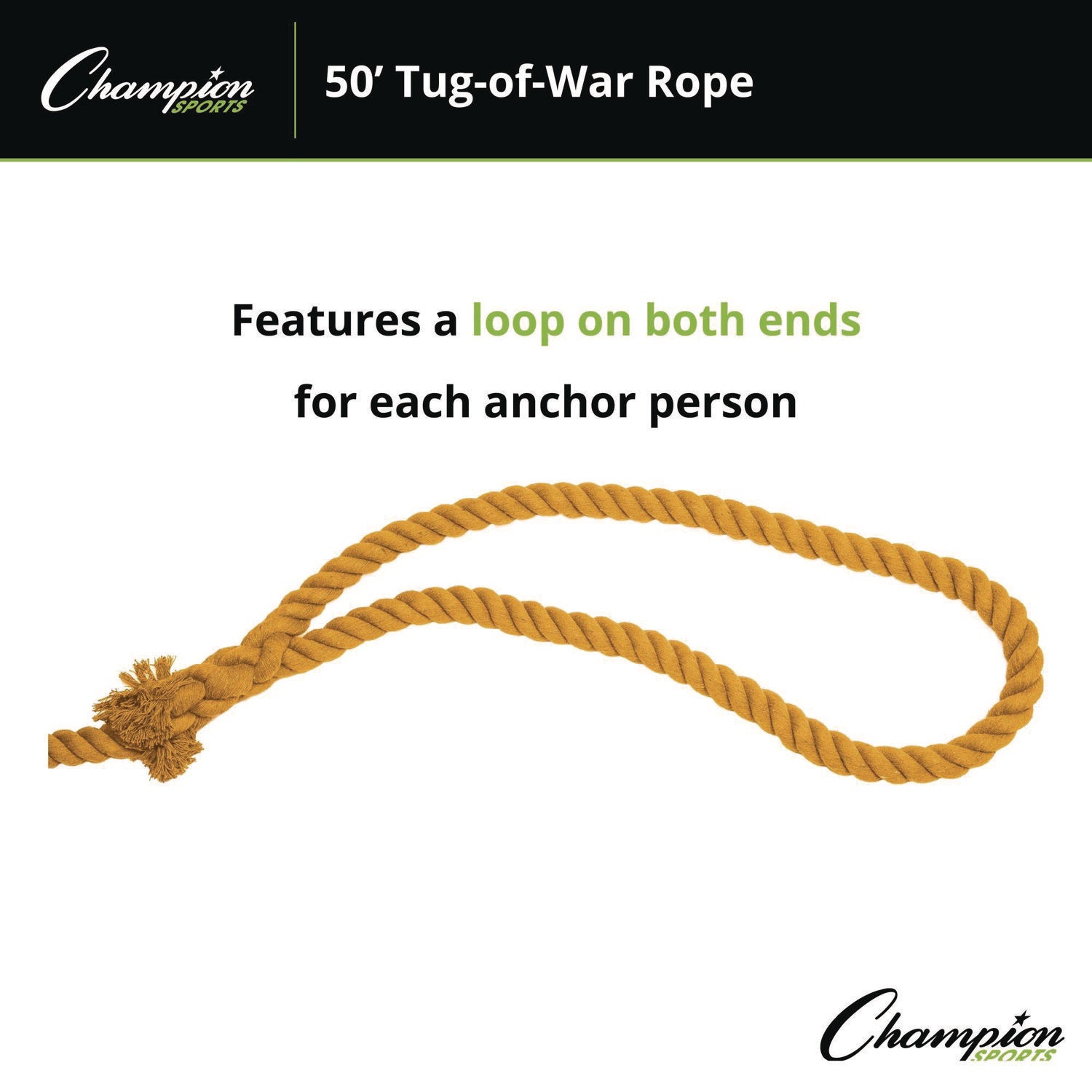 Tug-of-War Rope, 50 ft, 1" dia Champion Sports Flipcost