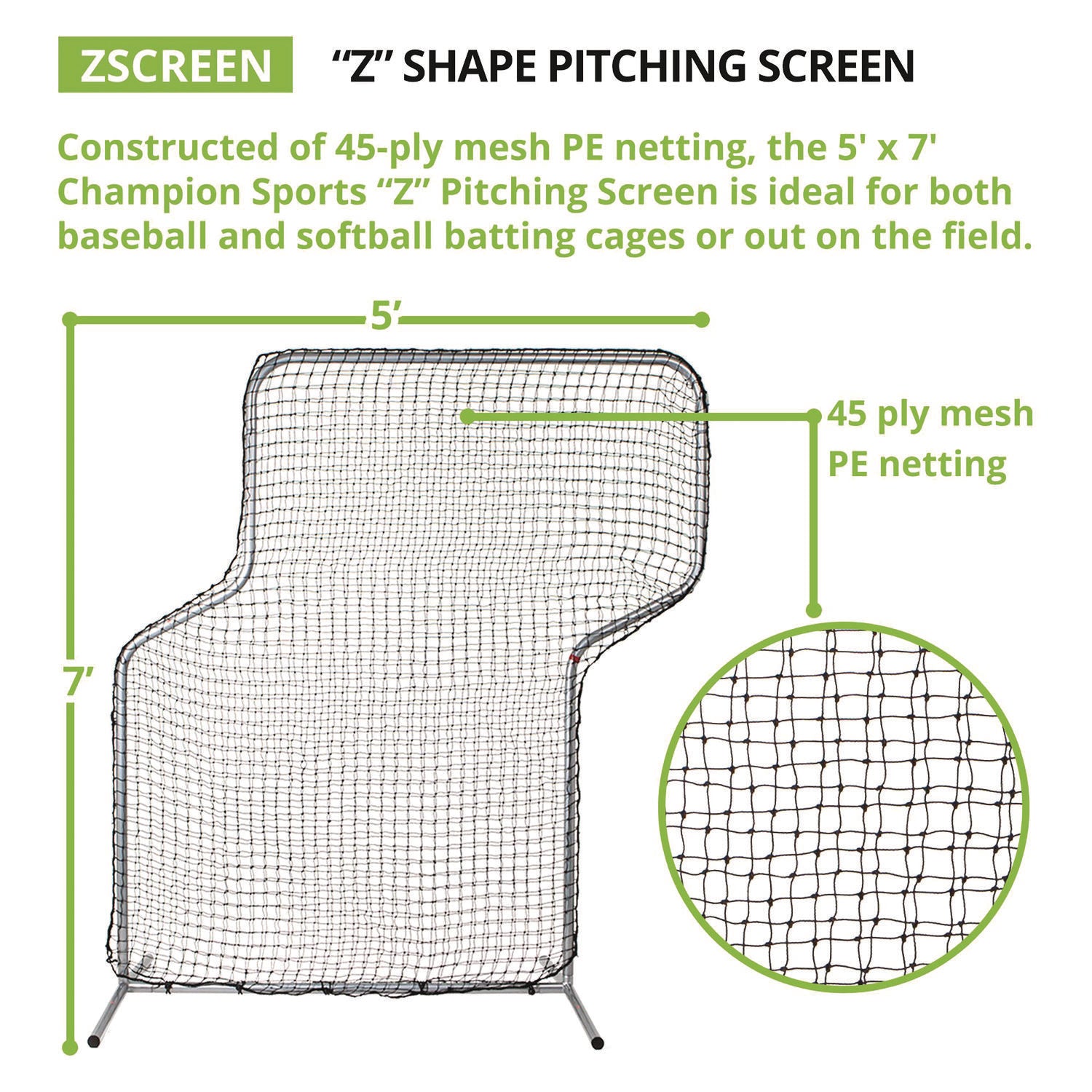 Z Pitching Screen, 7 ft x 5 ft Champion Sports Flipcost